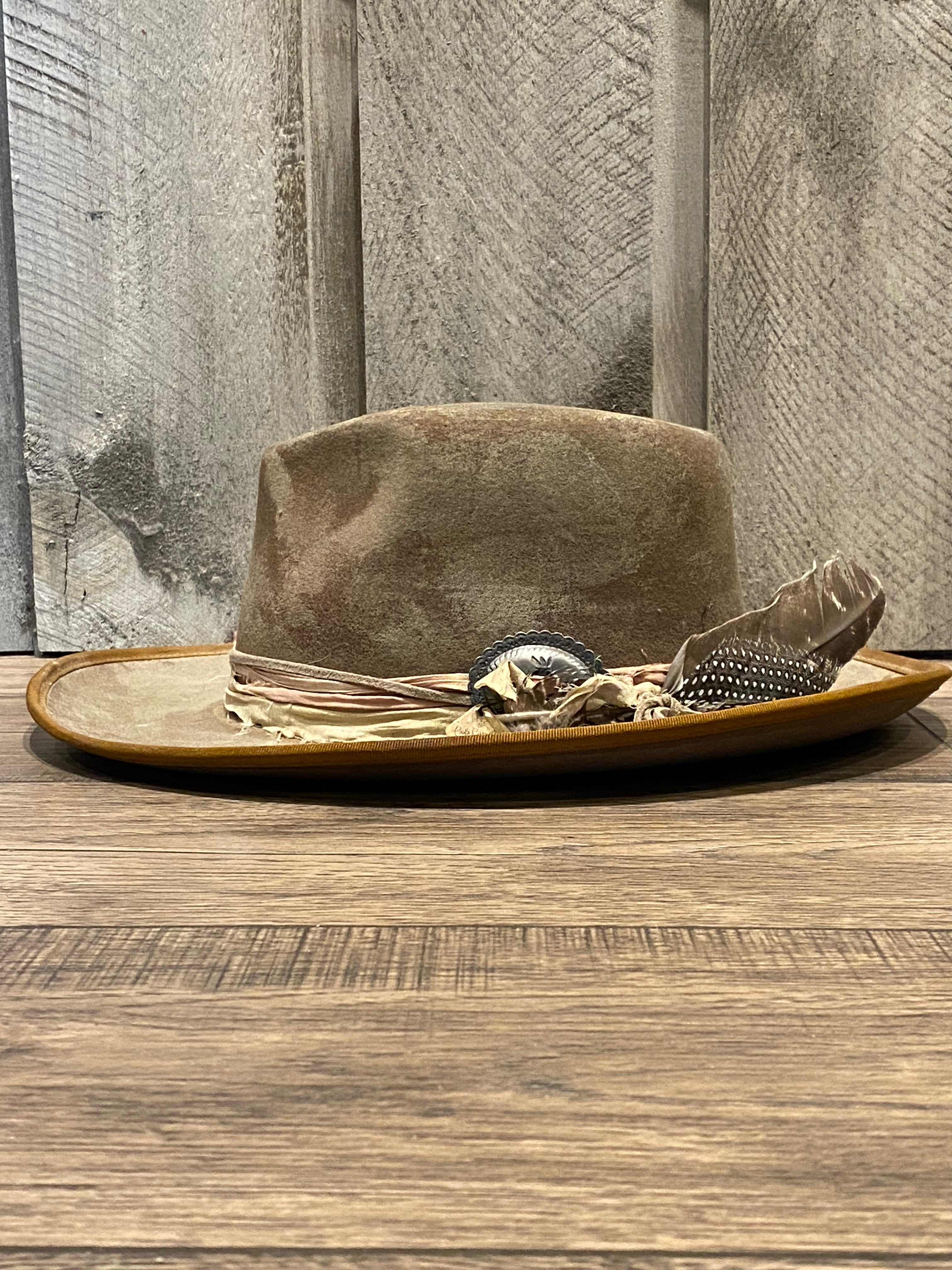 Blue Grey Hand Distressed Hat