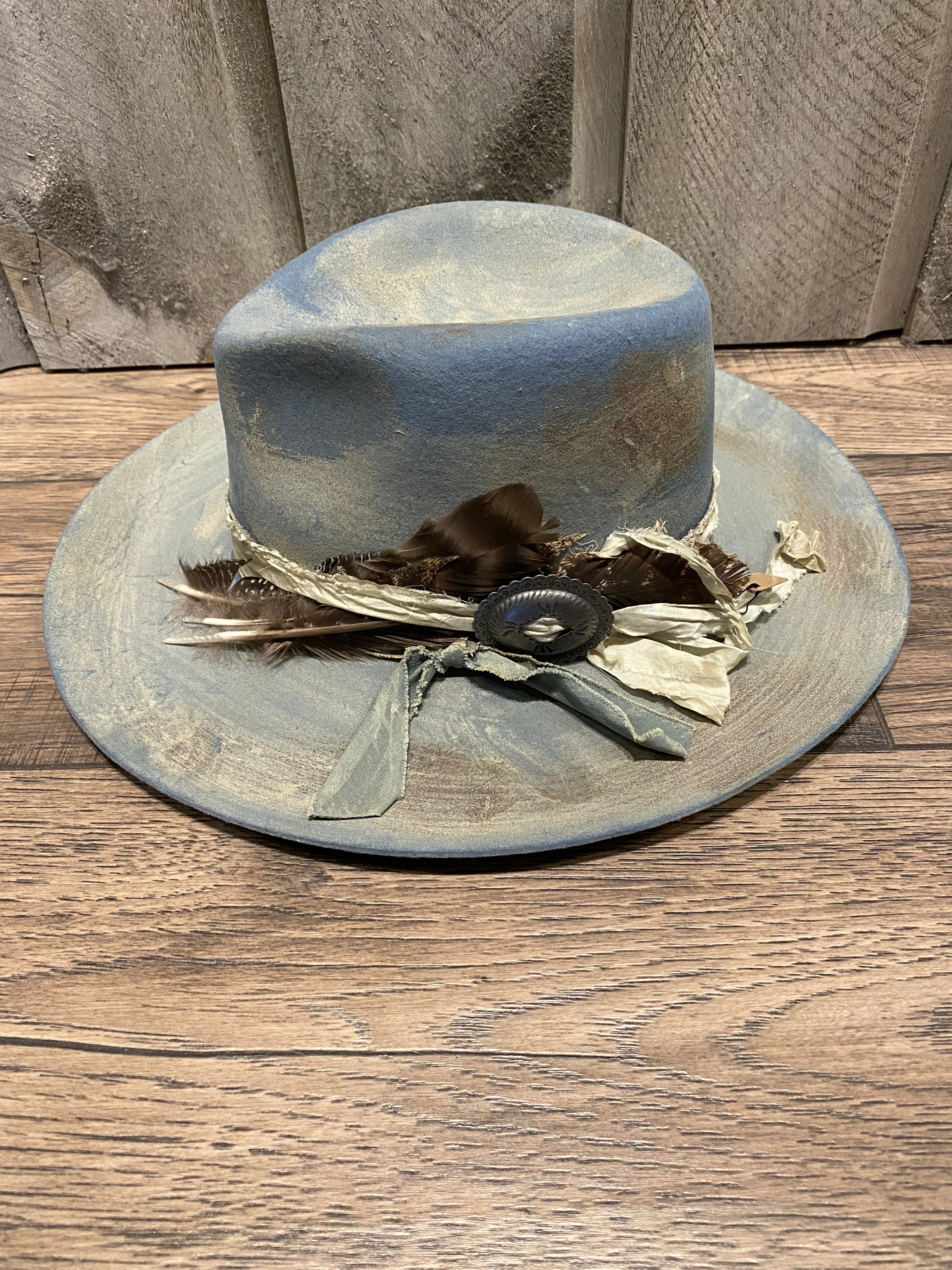 Blue Hand Distressed Hat