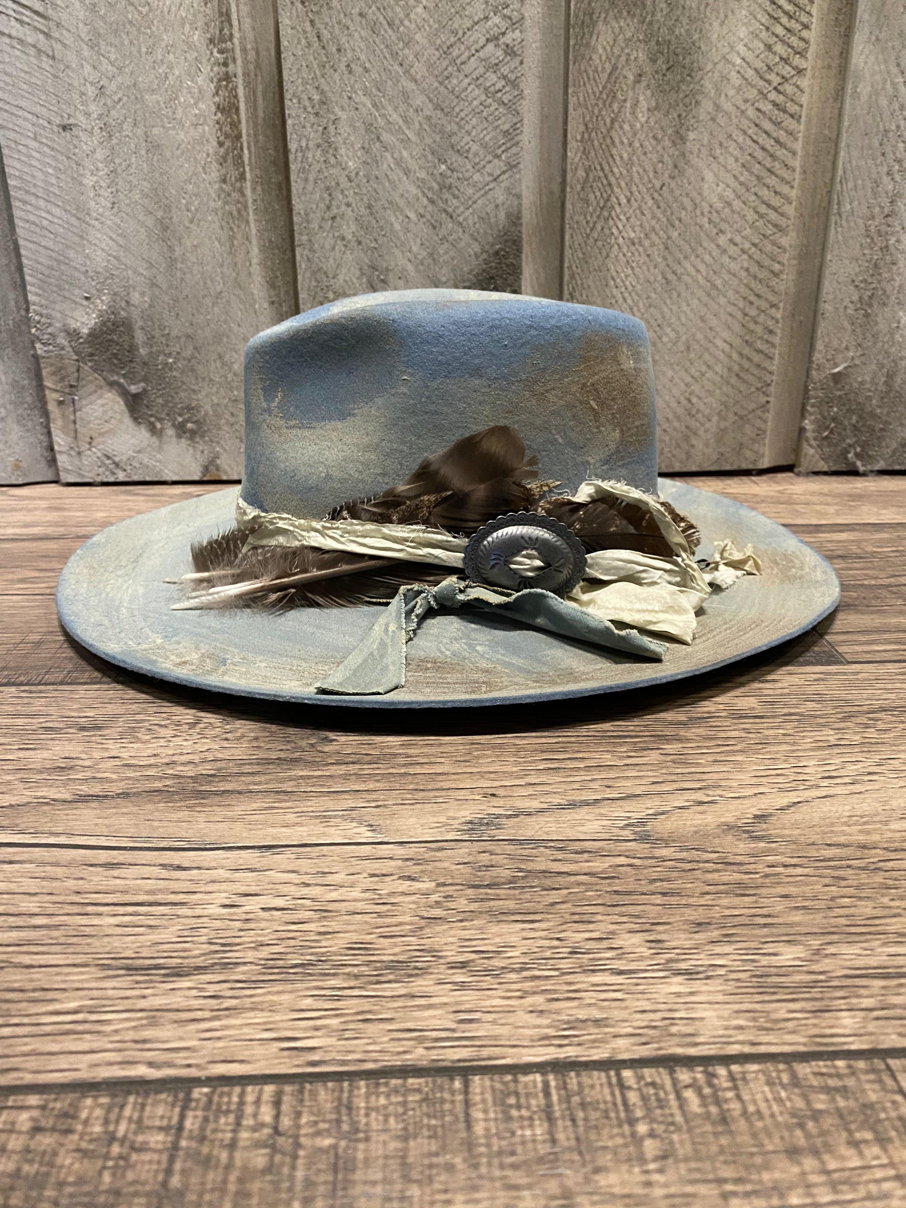 Blue Hand Distressed Hat