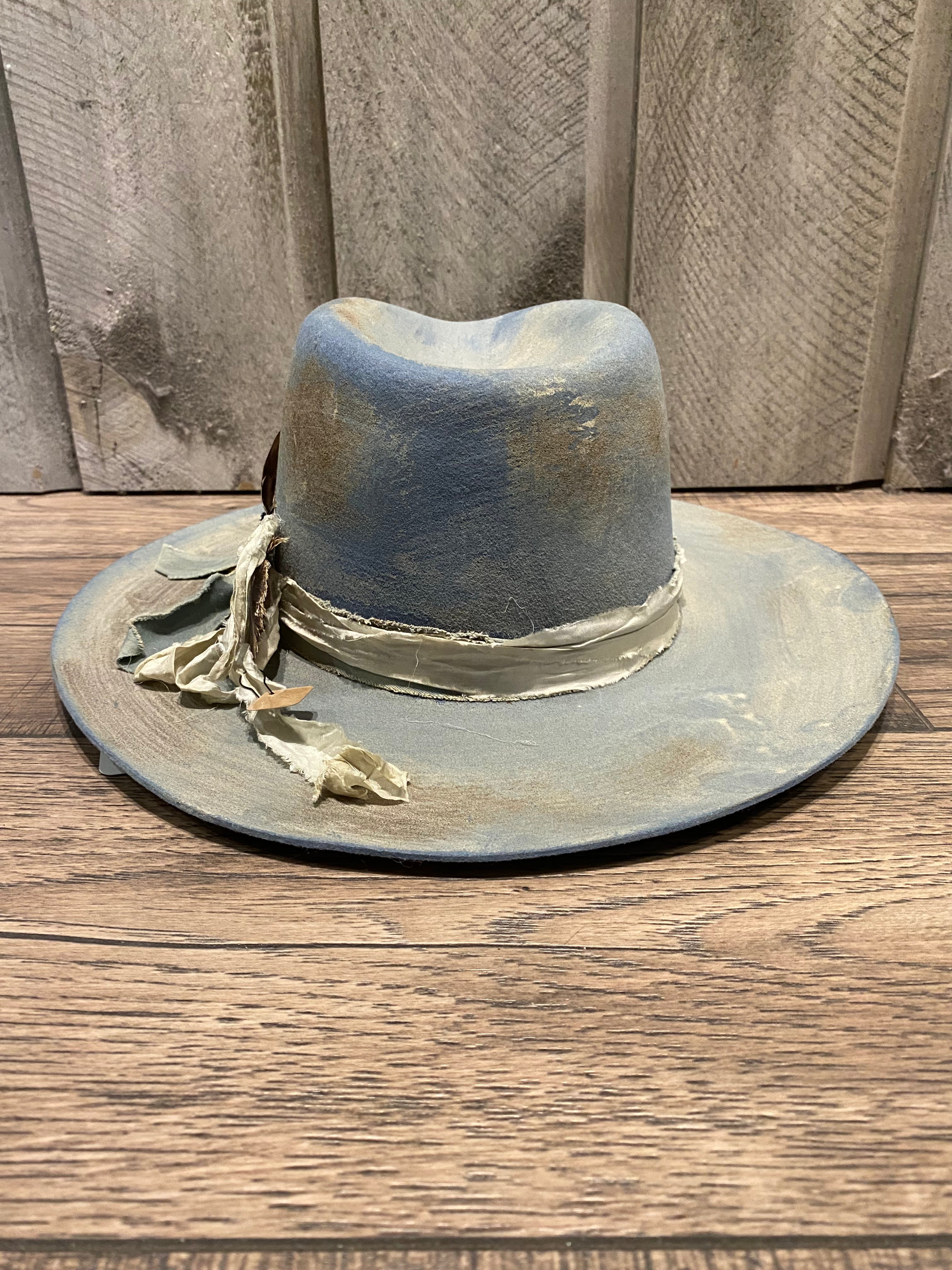 Blue Hand Distressed Hat