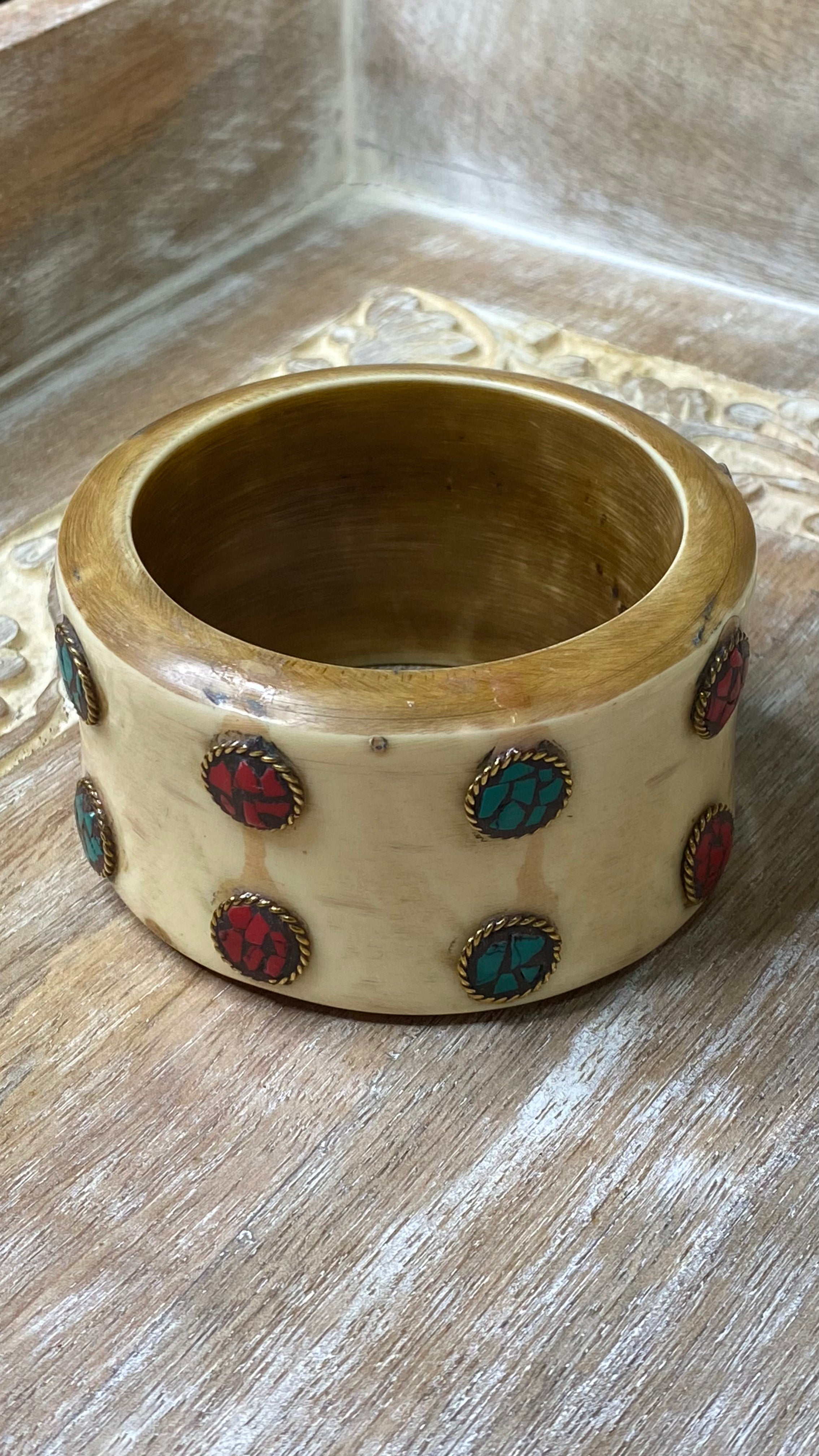 Wide Embellished Acrylic Bangle Bracelet
