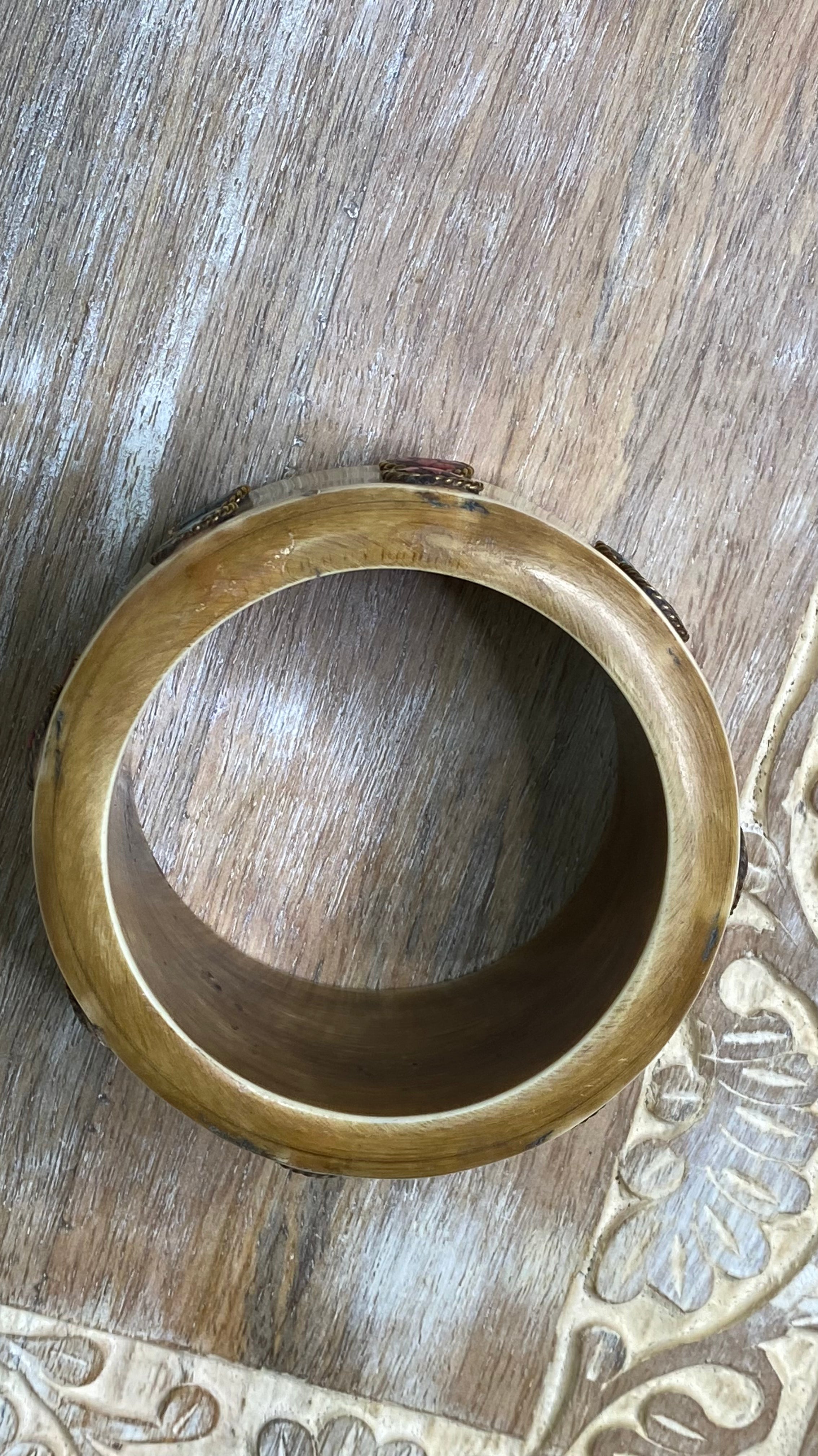 Wide Embellished Acrylic Bangle Bracelet