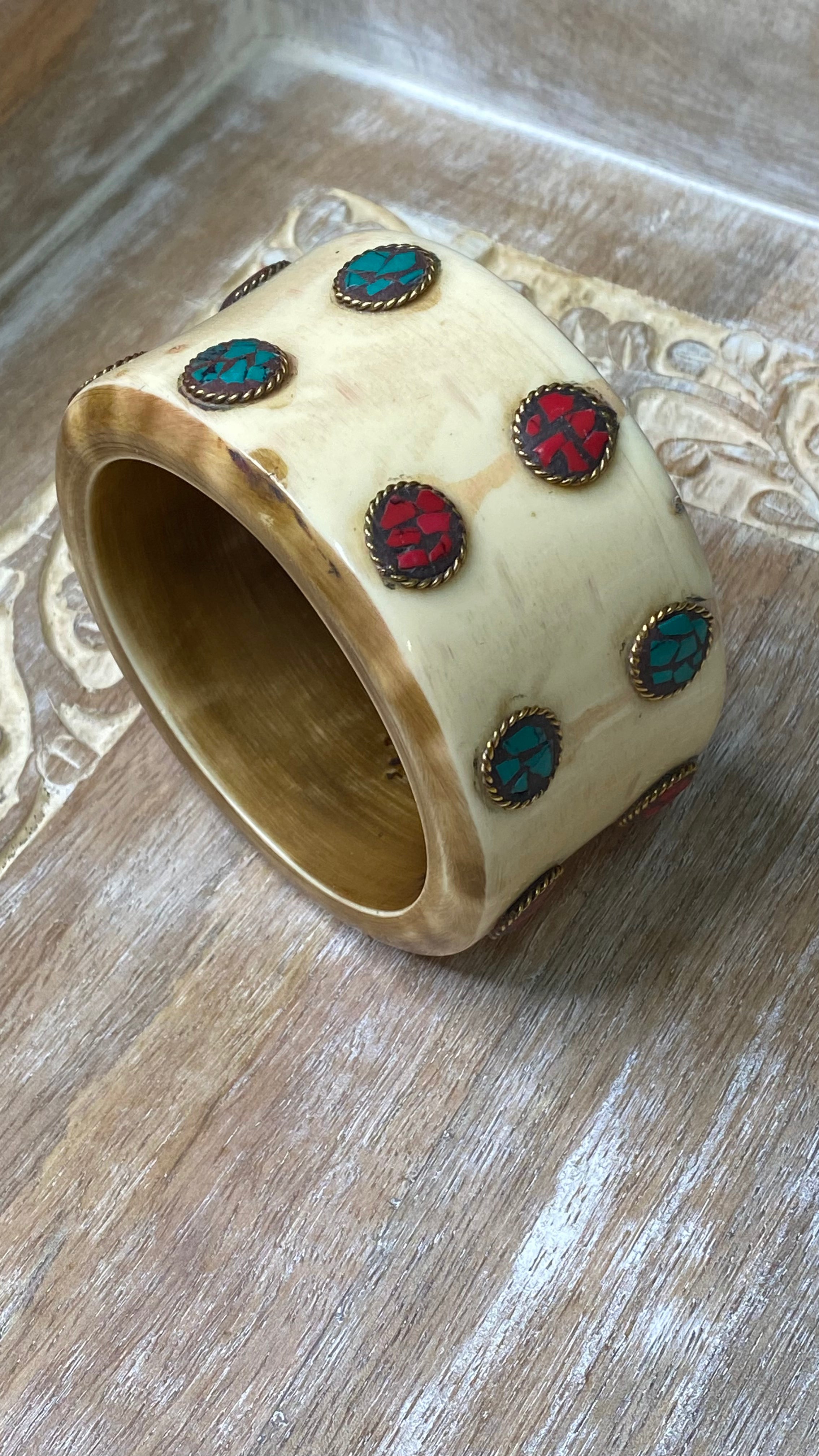 Wide Embellished Acrylic Bangle Bracelet