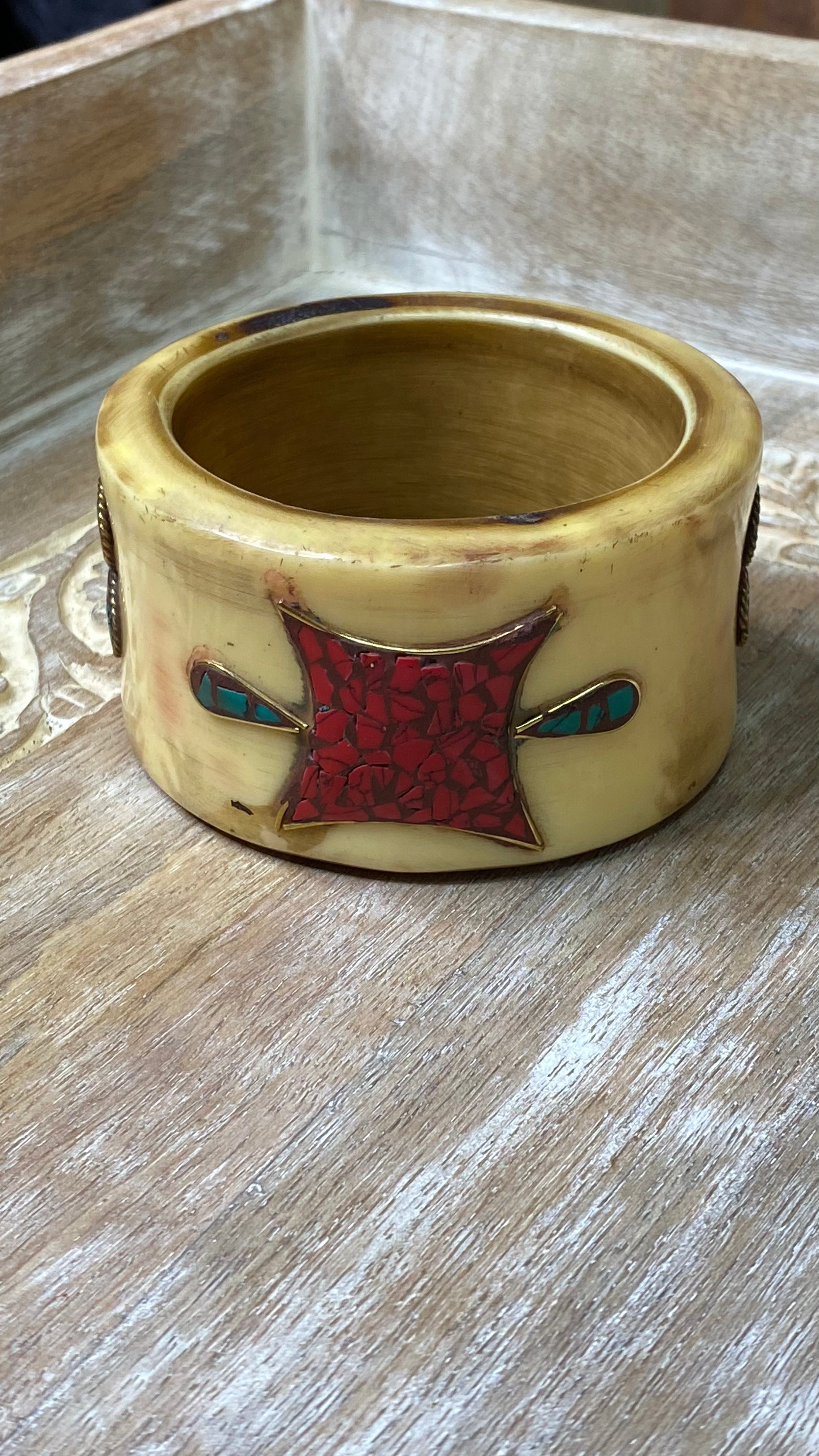 Wide Embellished Acrylic Bangle Bracelet
