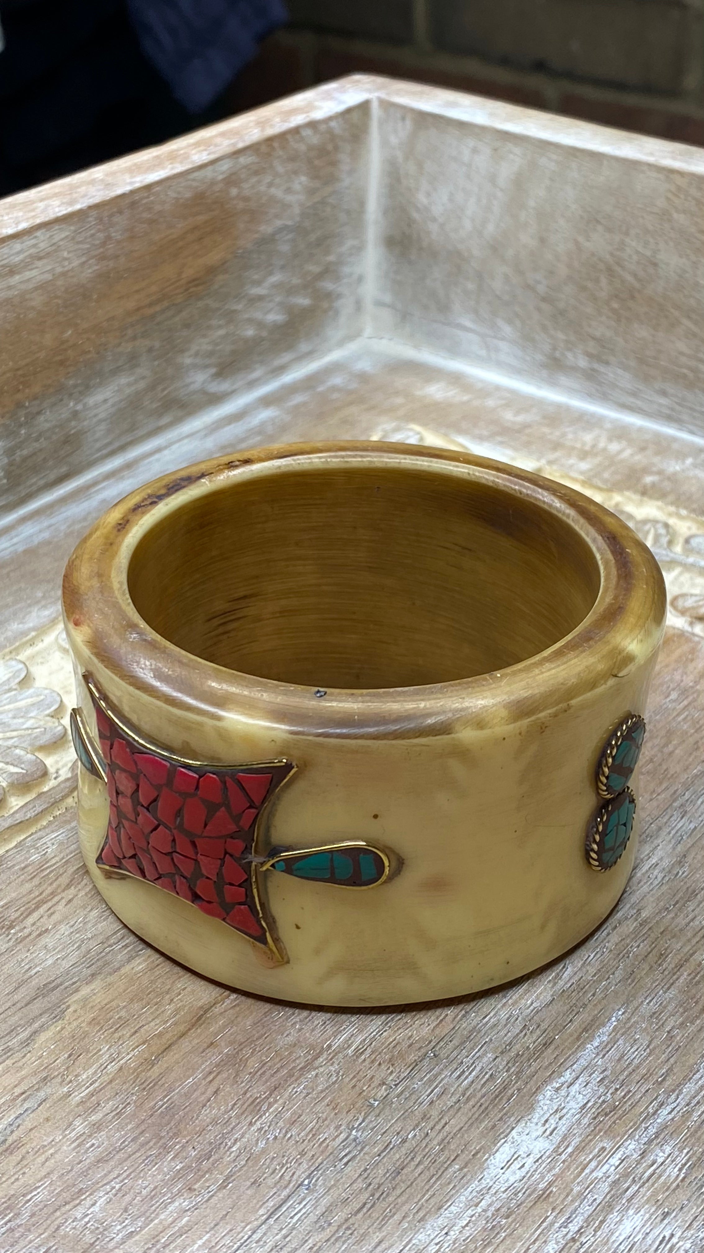 Wide Embellished Acrylic Bangle Bracelet