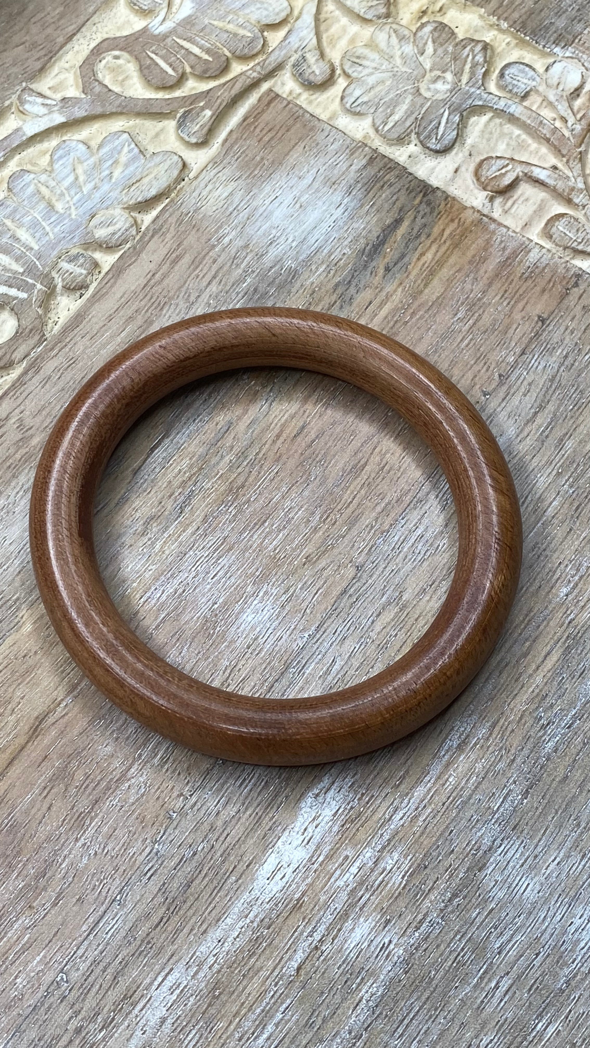 Simple Wooden Round Bangle Bracelet