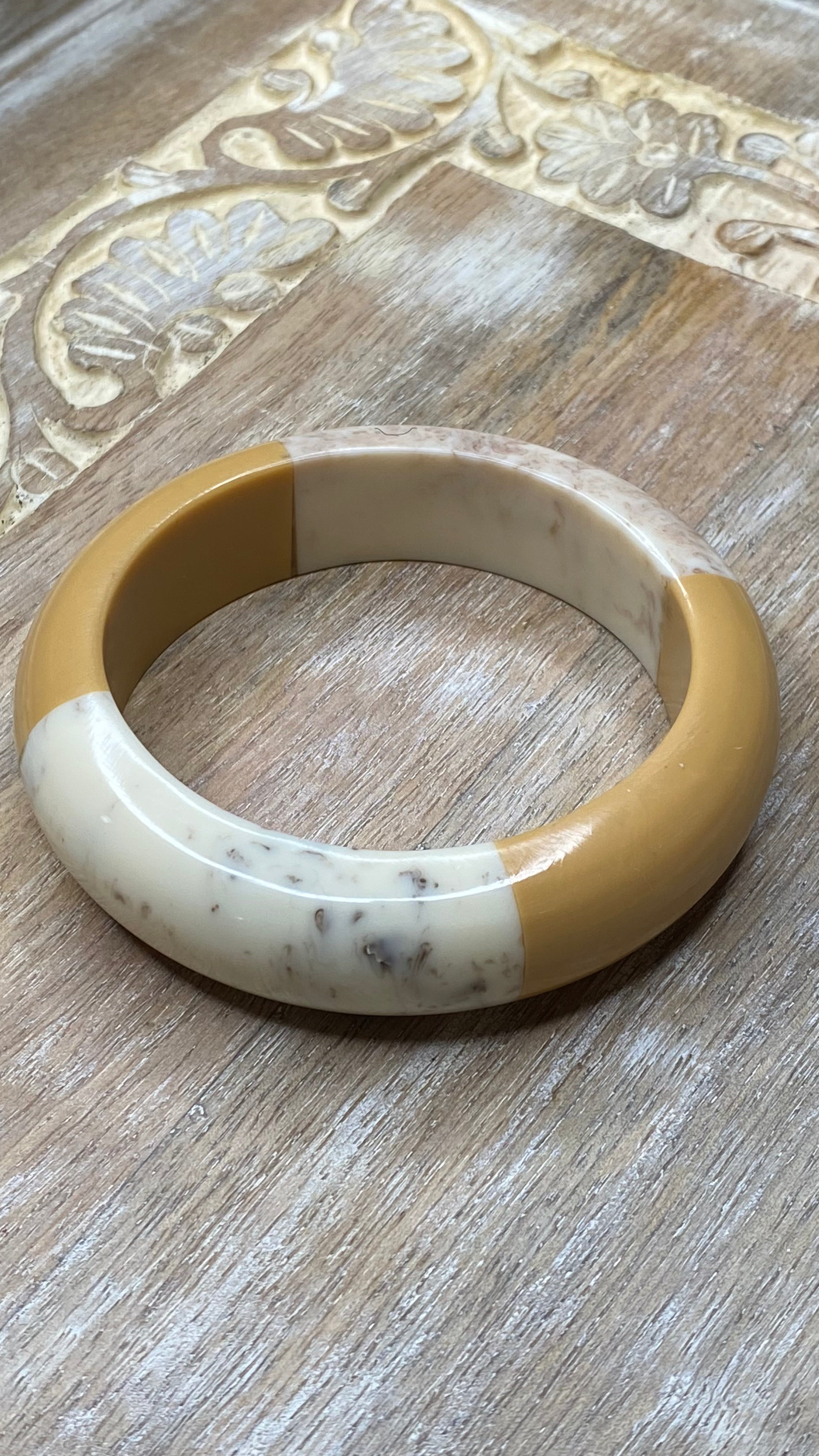Mustard and Cream Bangle Bracelet