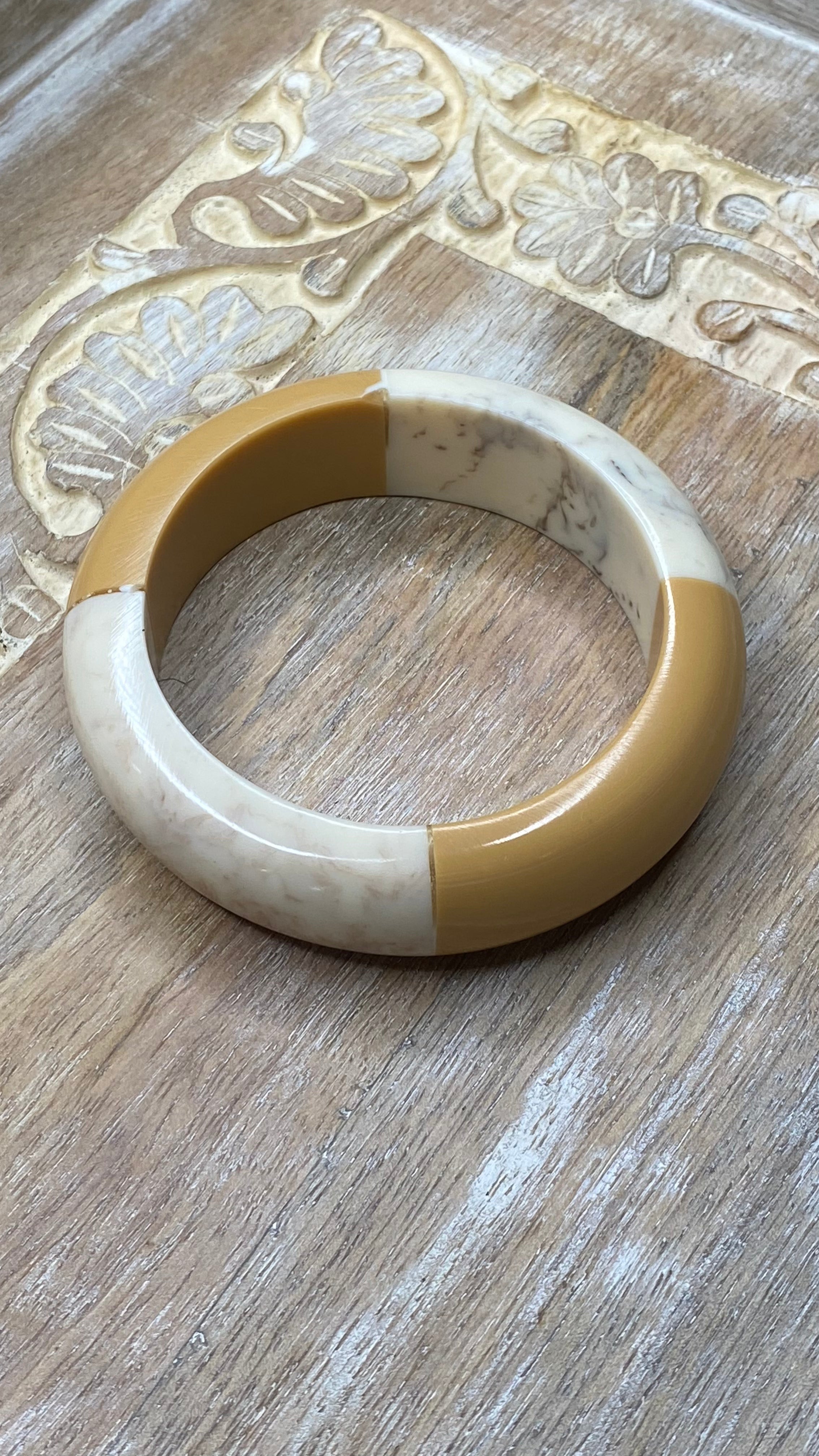 Mustard and Cream Bangle Bracelet