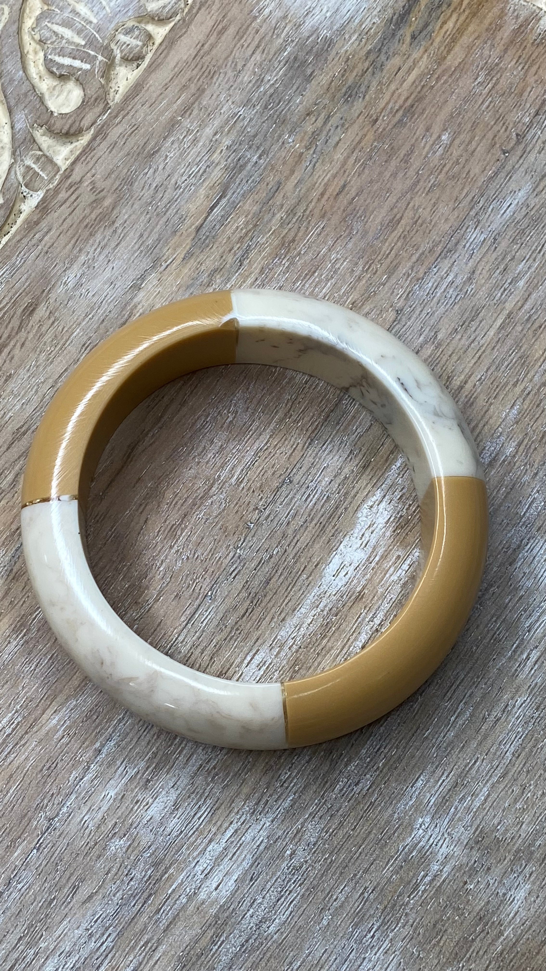 Mustard and Cream Bangle Bracelet