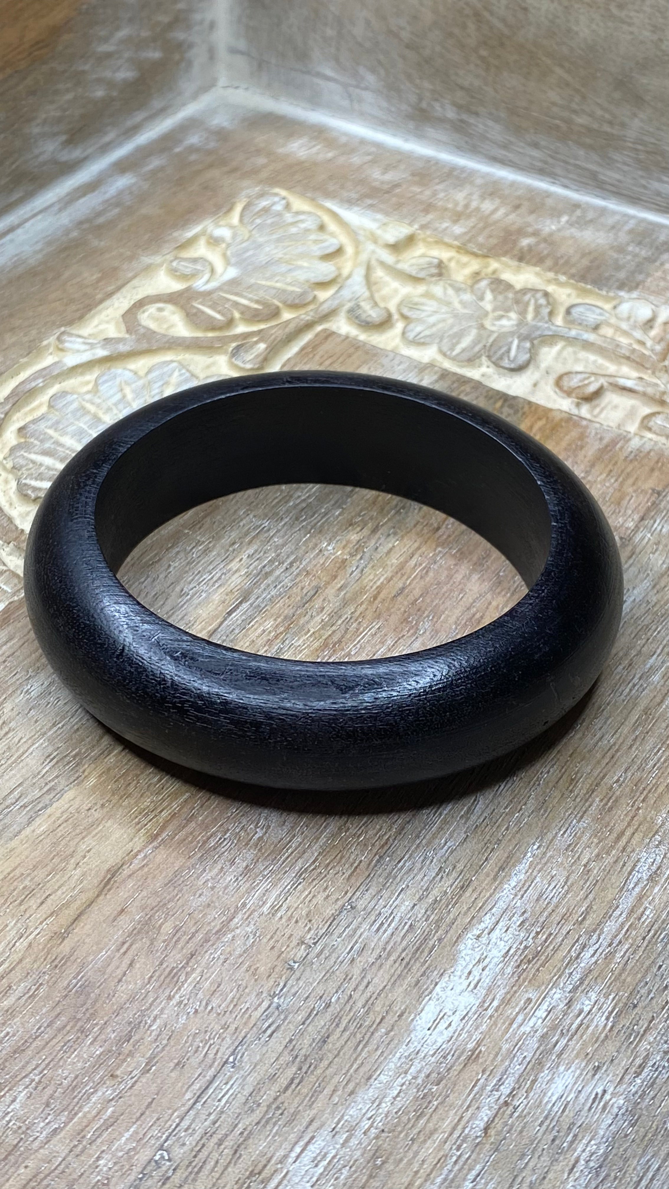 Black Wooden Bangle Bracelet