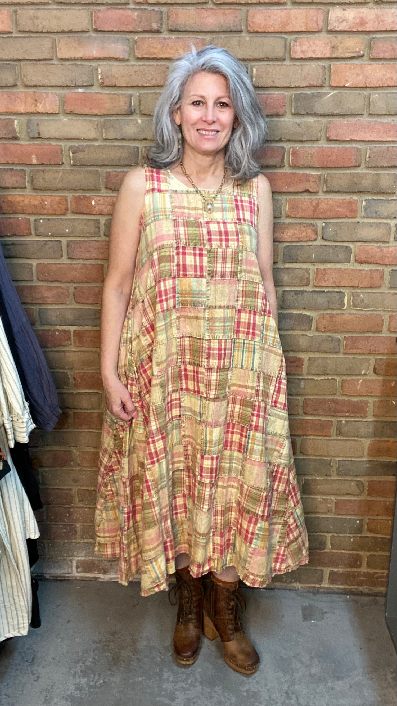 Madras Dress Oatmeal