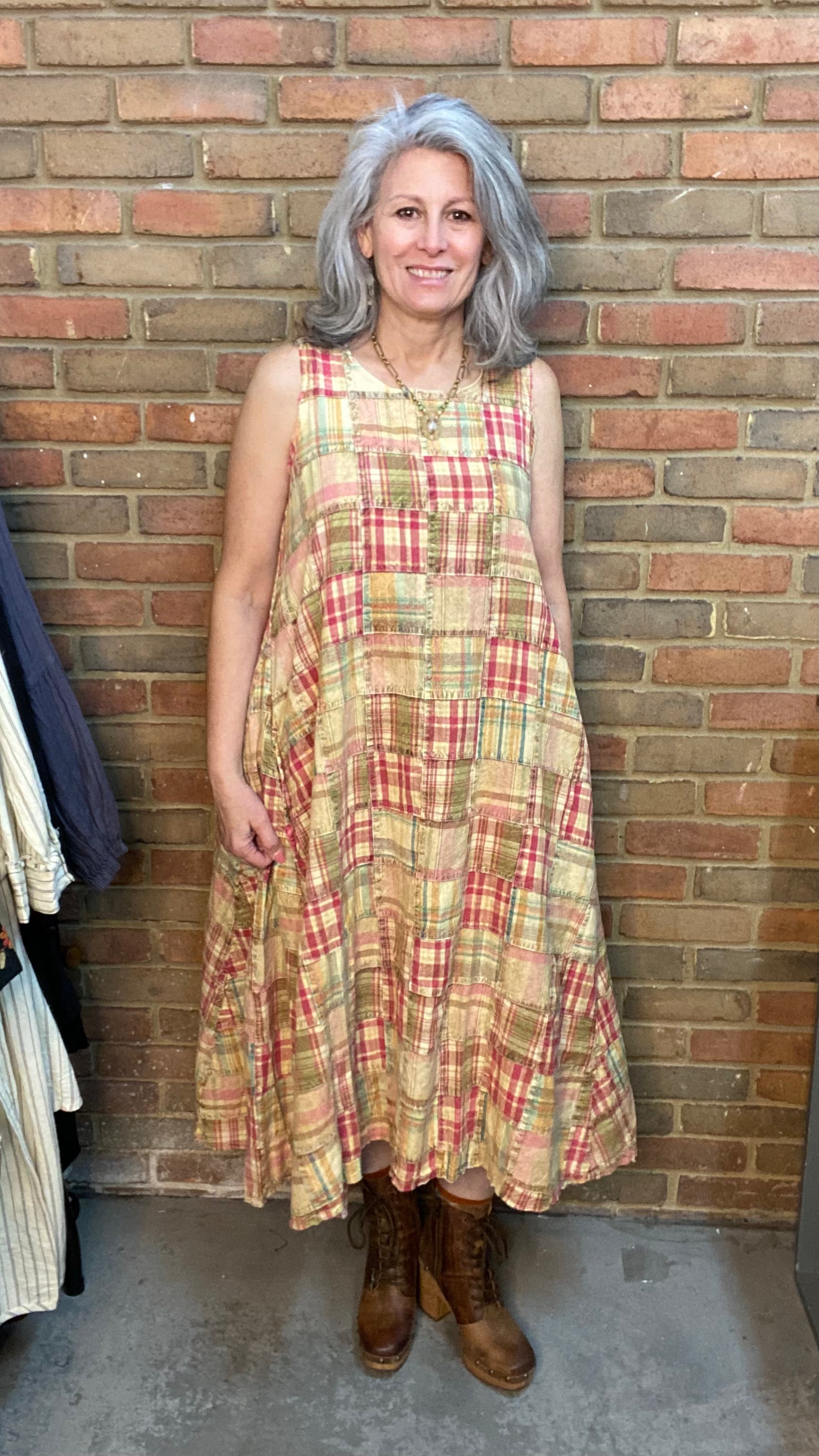 Madras Dress Oatmeal