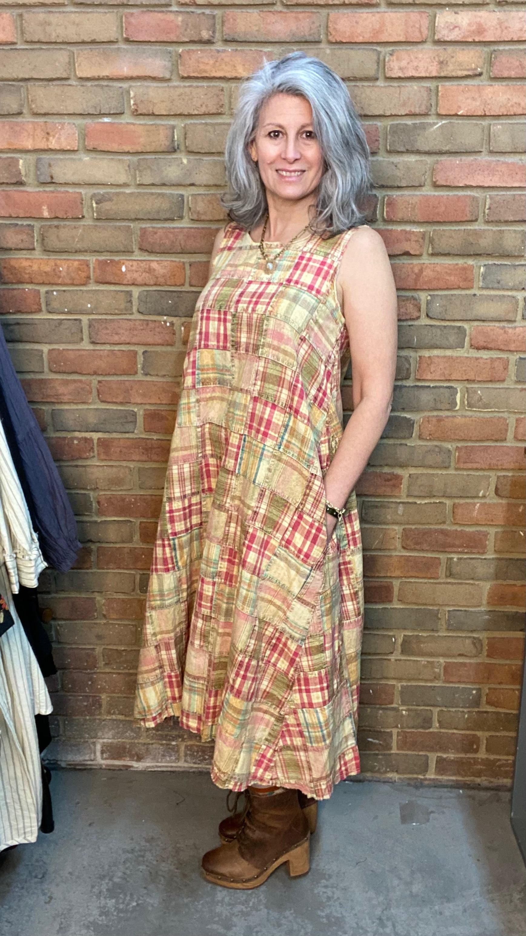 Madras Dress Oatmeal