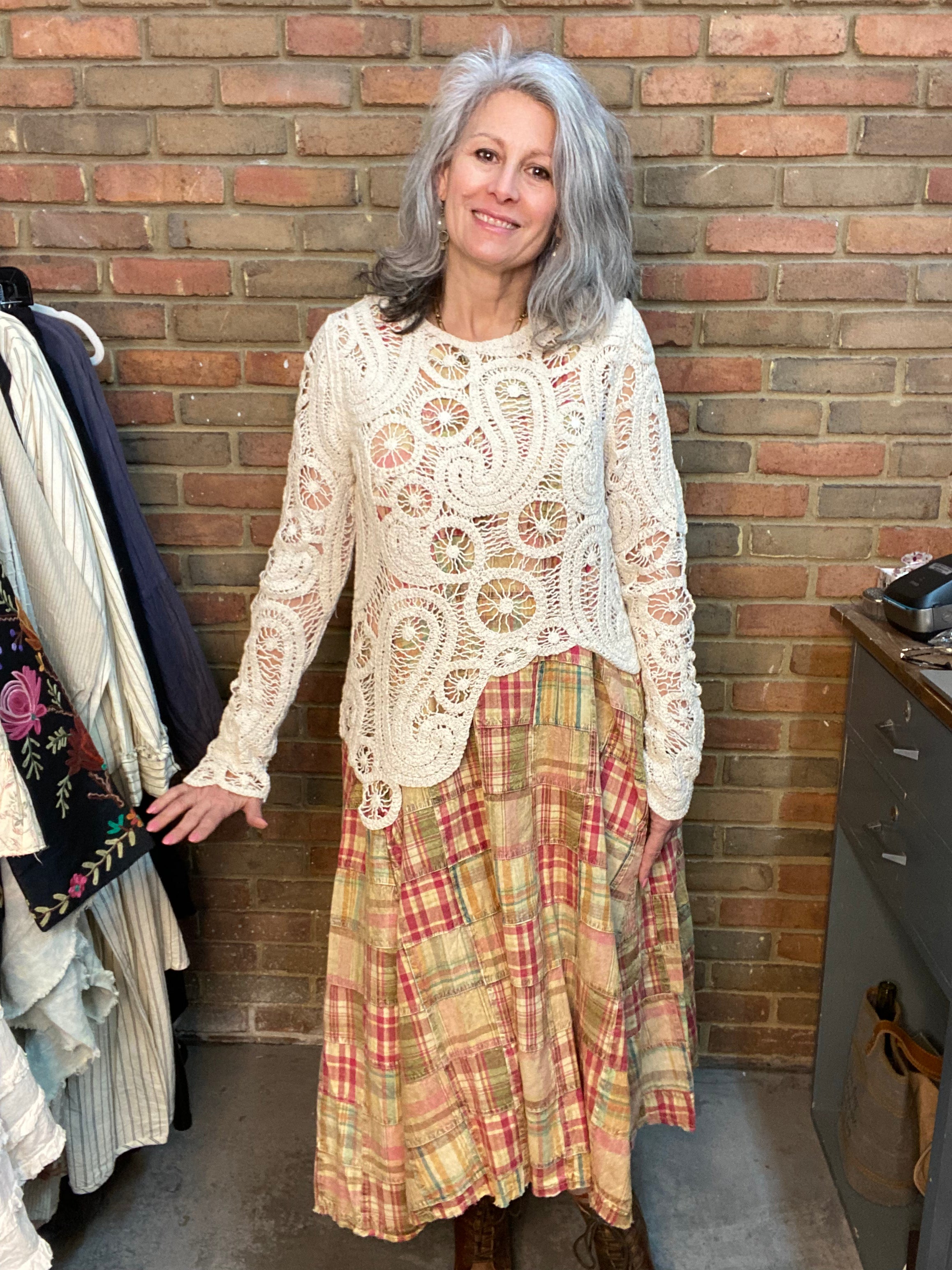 Madras Dress Oatmeal