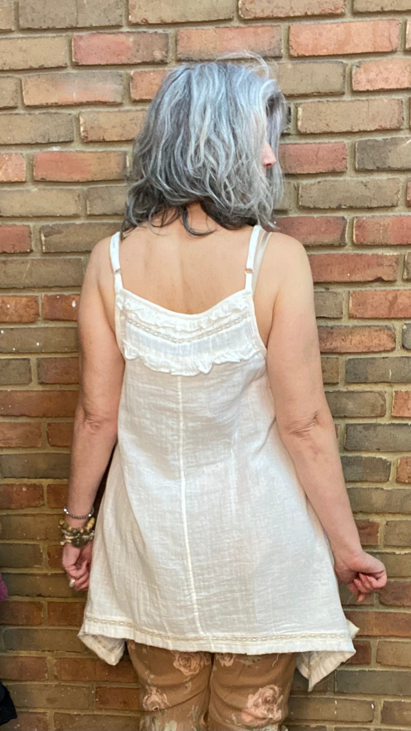 Lace Trim Tank in Ivory