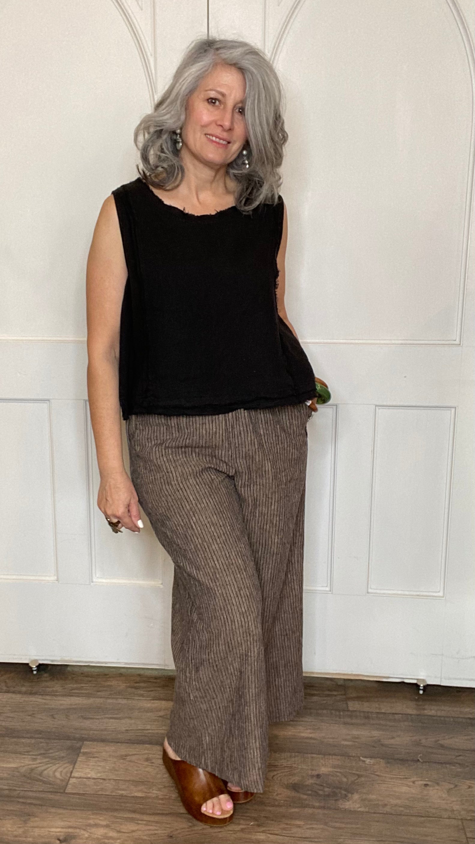 Raw Edge Sleeveless Top - Black