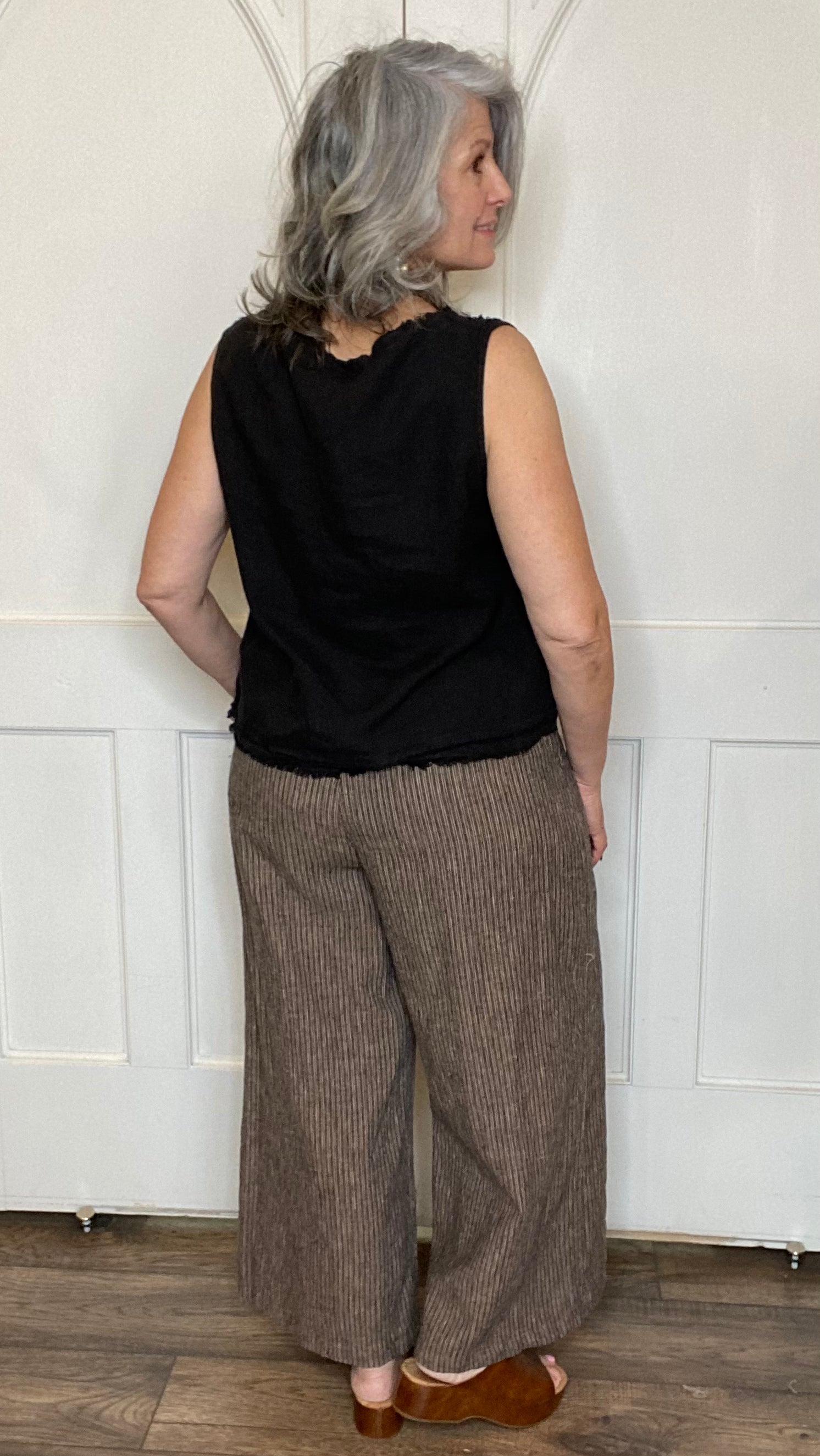 Raw Edge Sleeveless Top - Black
