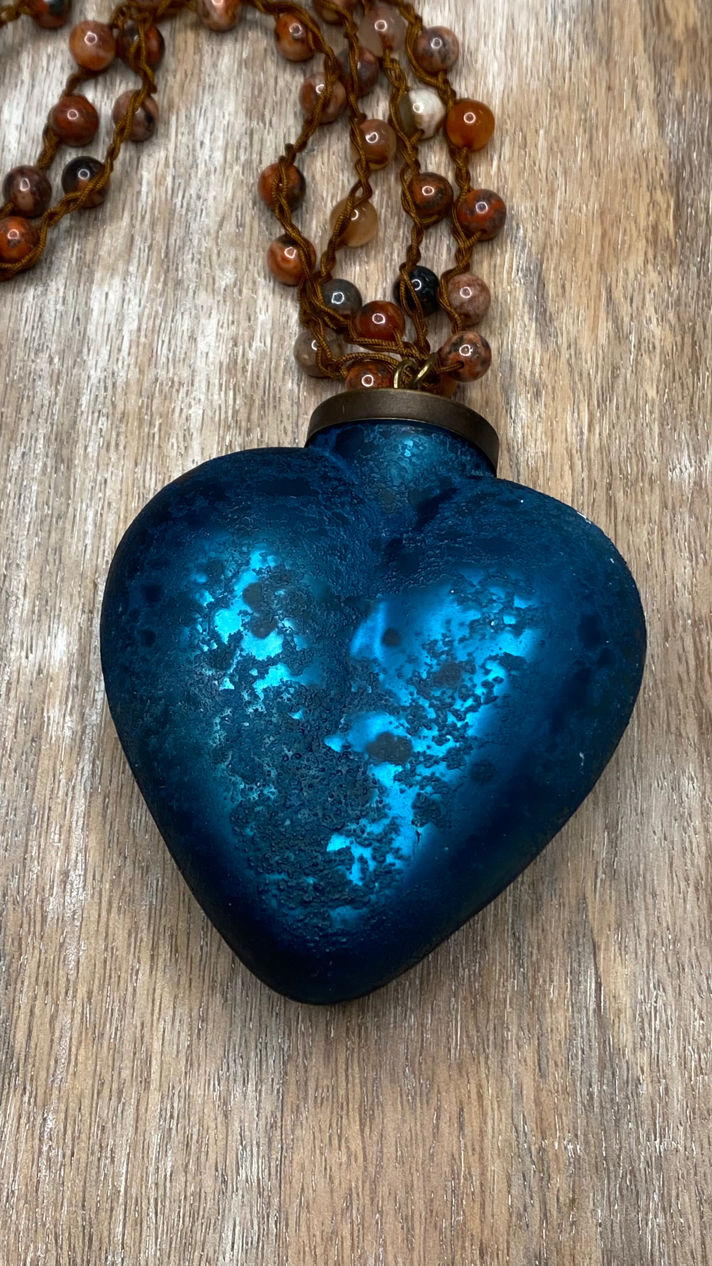 Blue Glass Heart Necklace (Large)