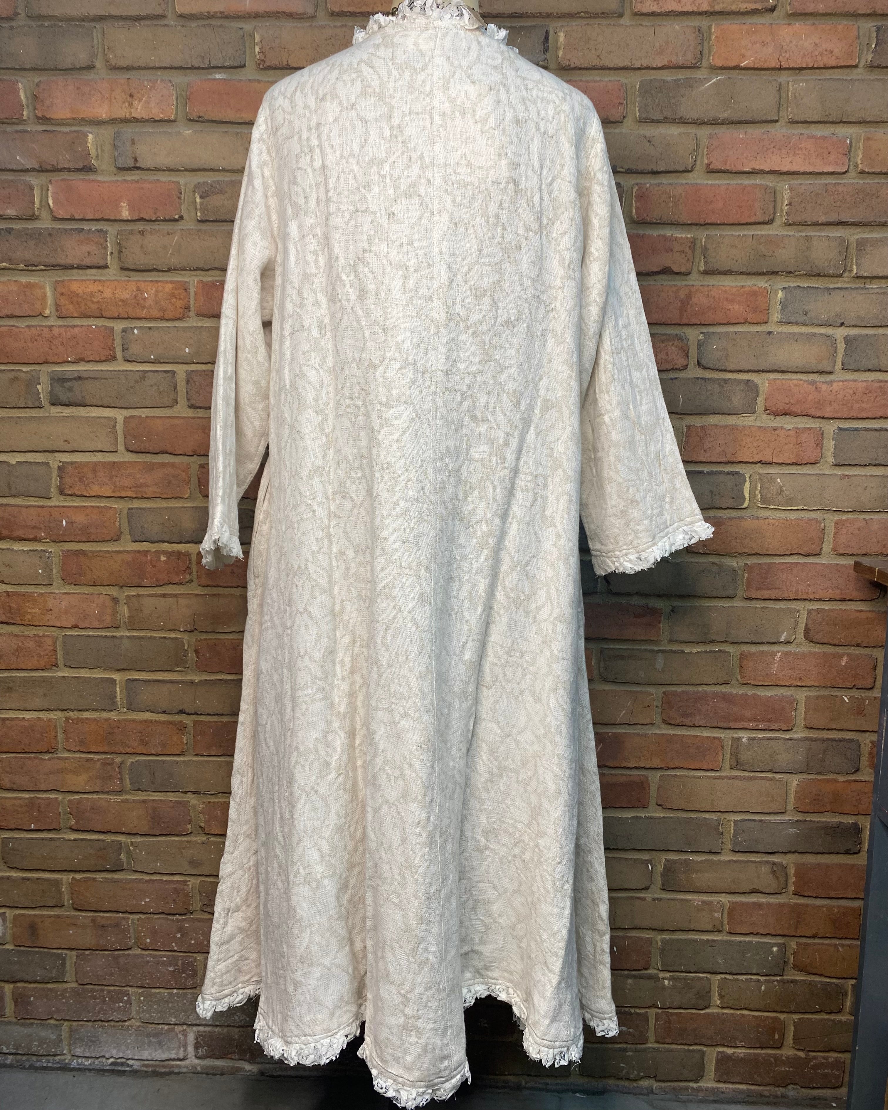 Reversible Long Jacket with Lace Ruffles ONE SIZE
