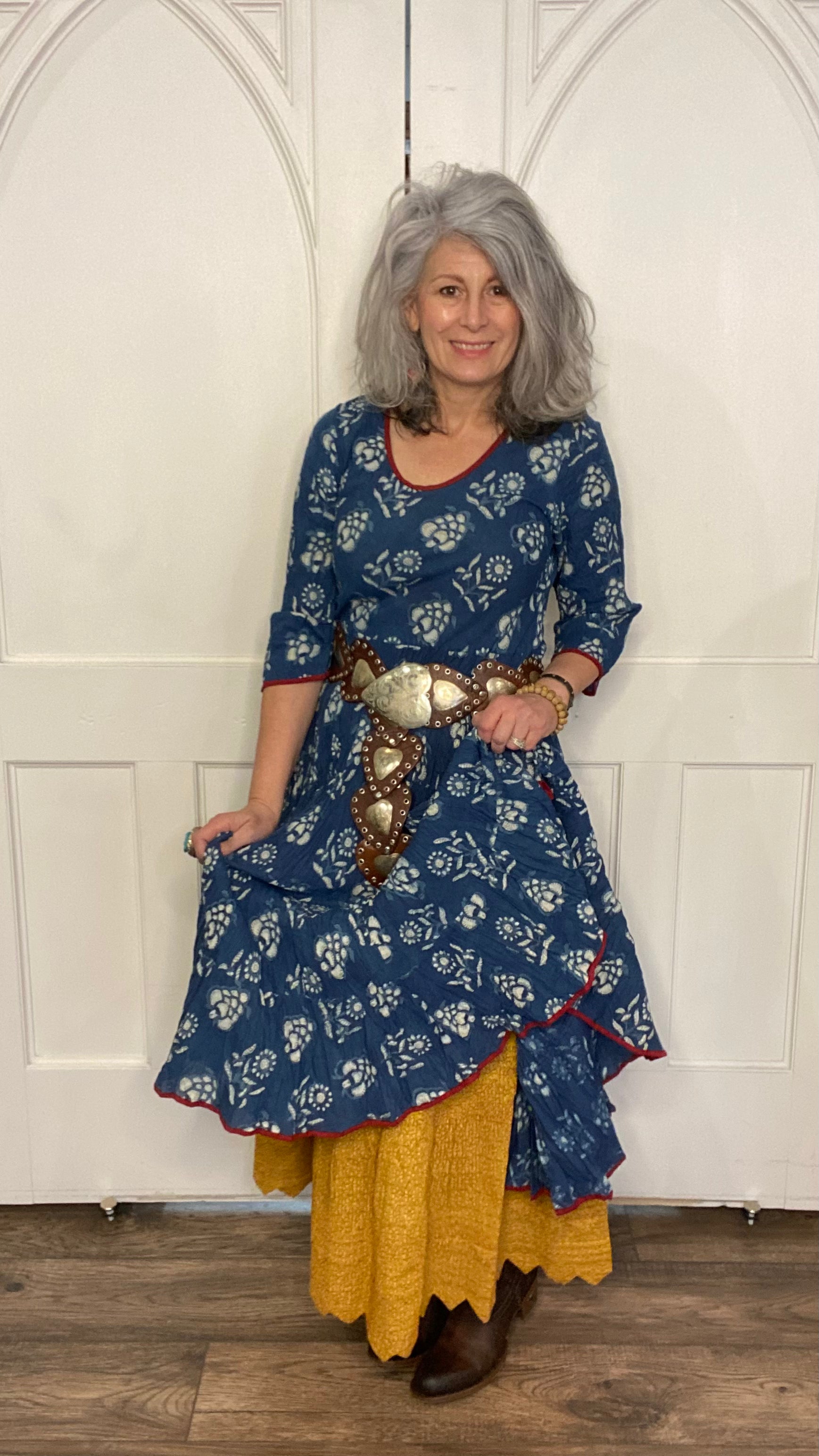 Pico Long Skirt Curry Calico