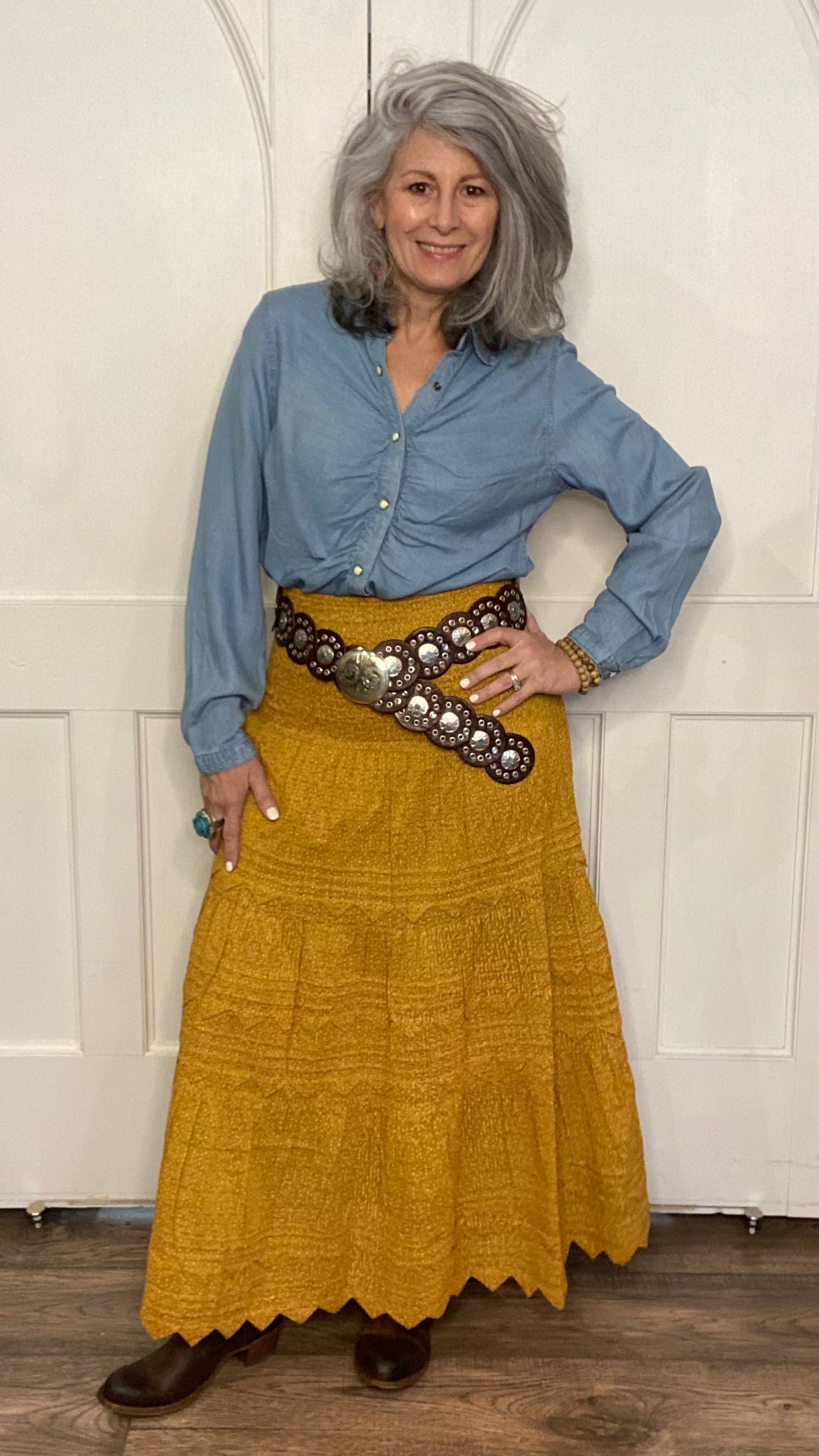 Pico Long Skirt Curry Calico