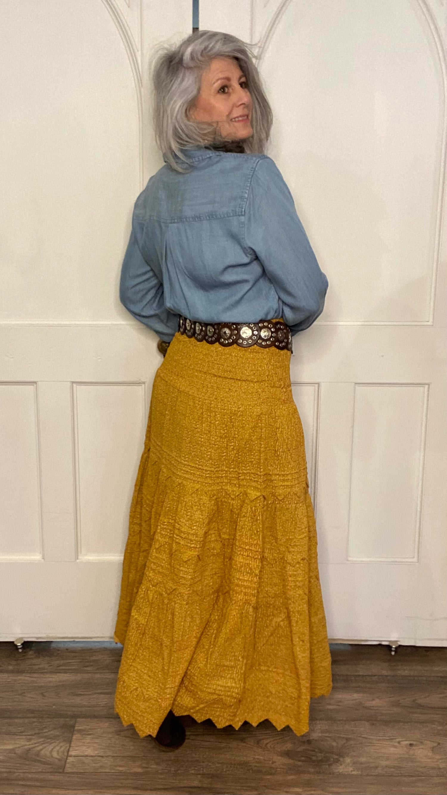 Pico Long Skirt Curry Calico
