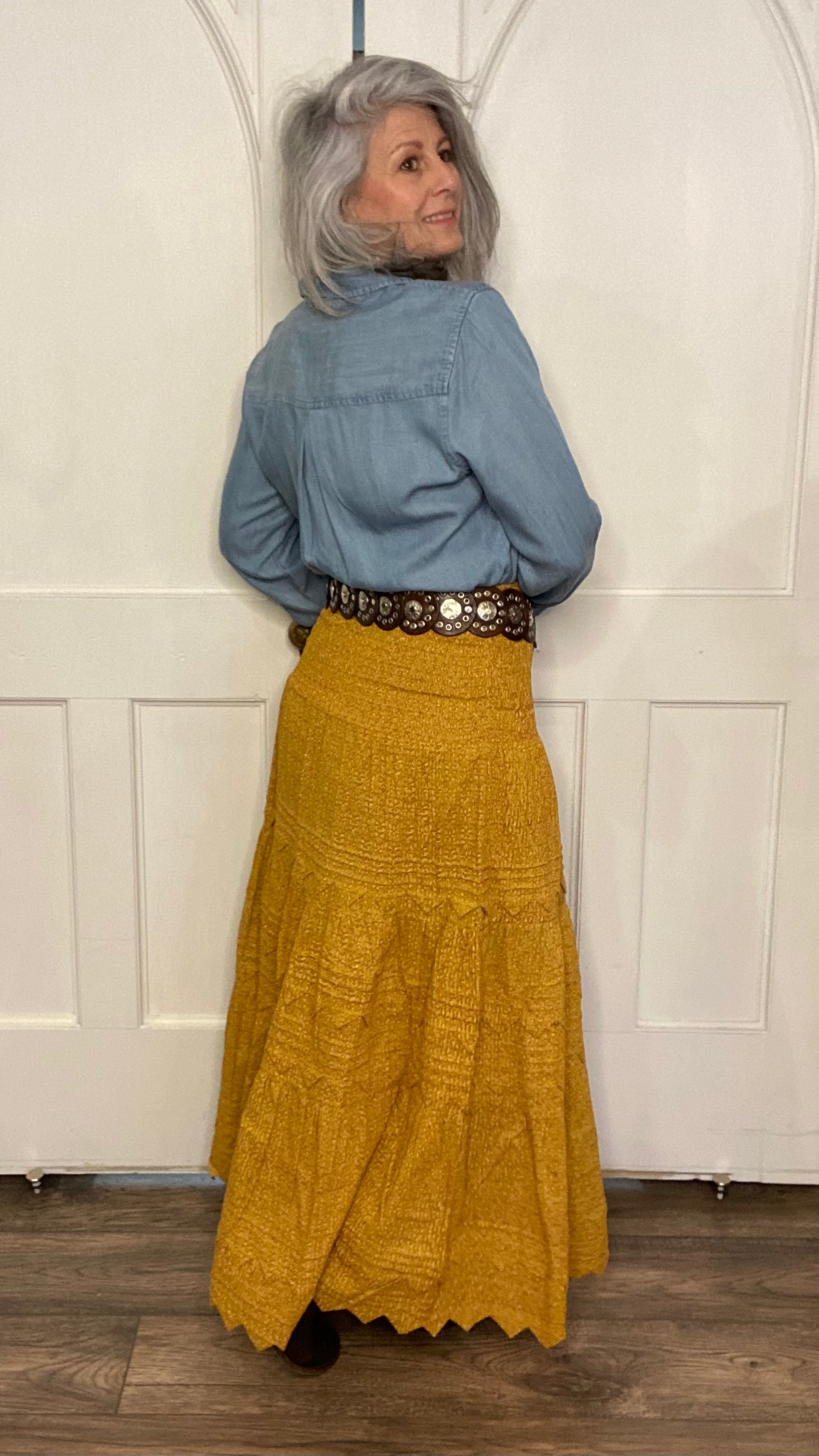 Pico Long Skirt Curry Calico