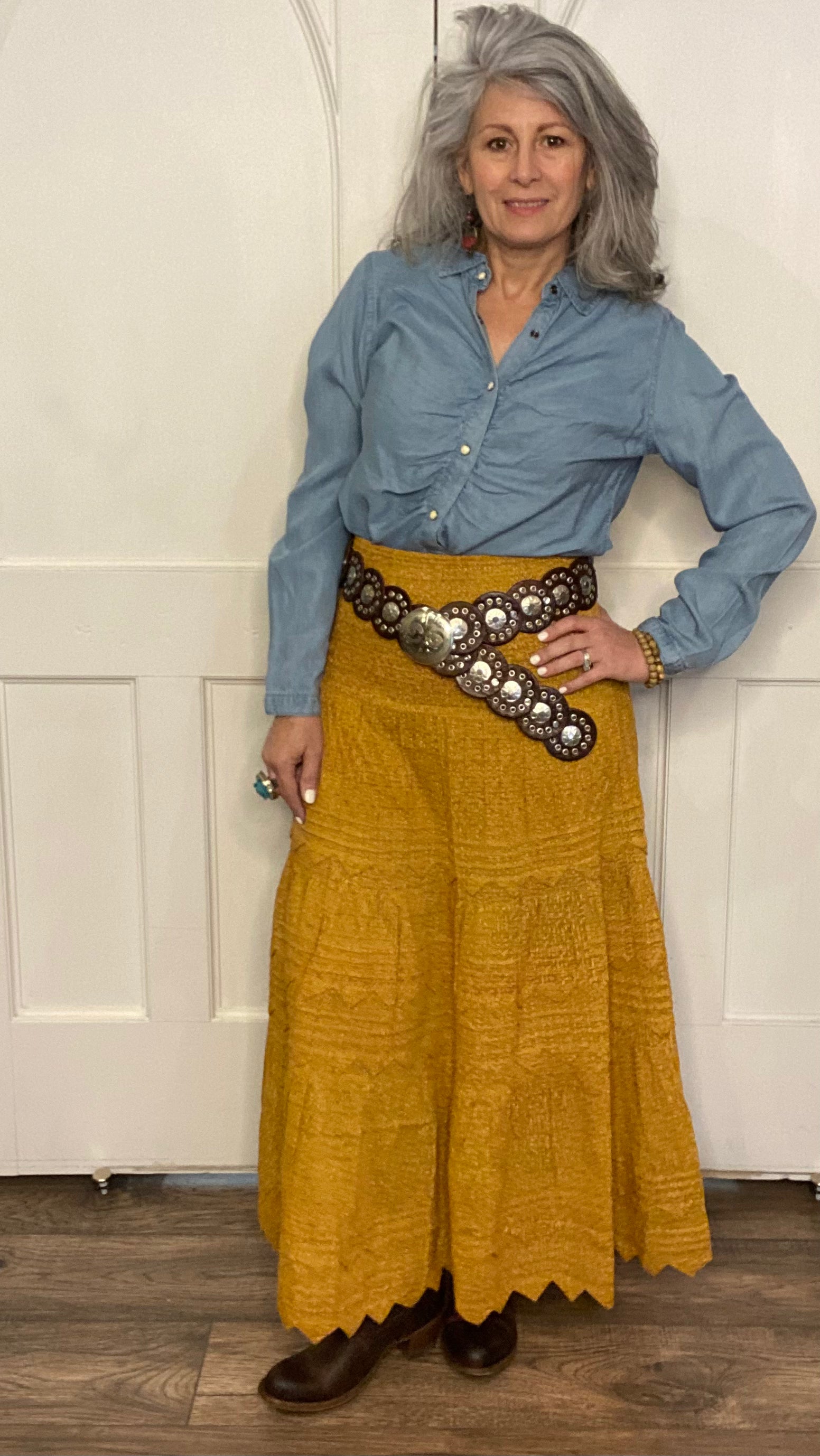 Pico Long Skirt Curry Calico