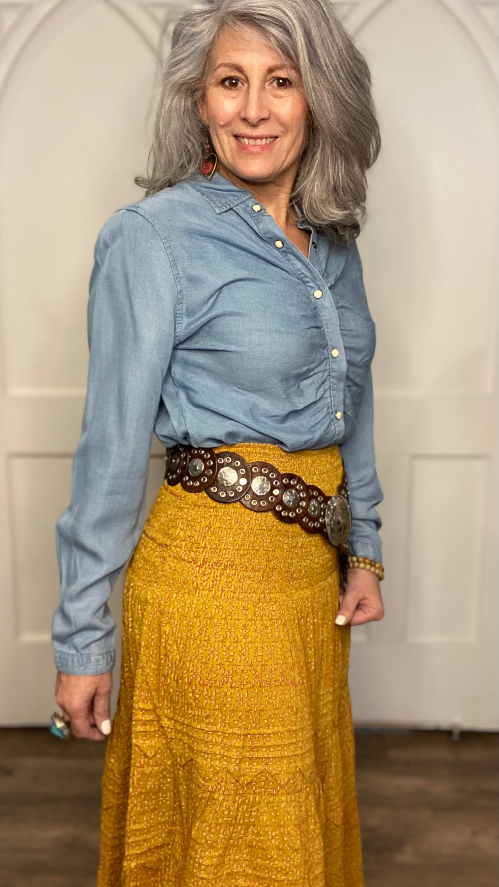 Pico Long Skirt Curry Calico