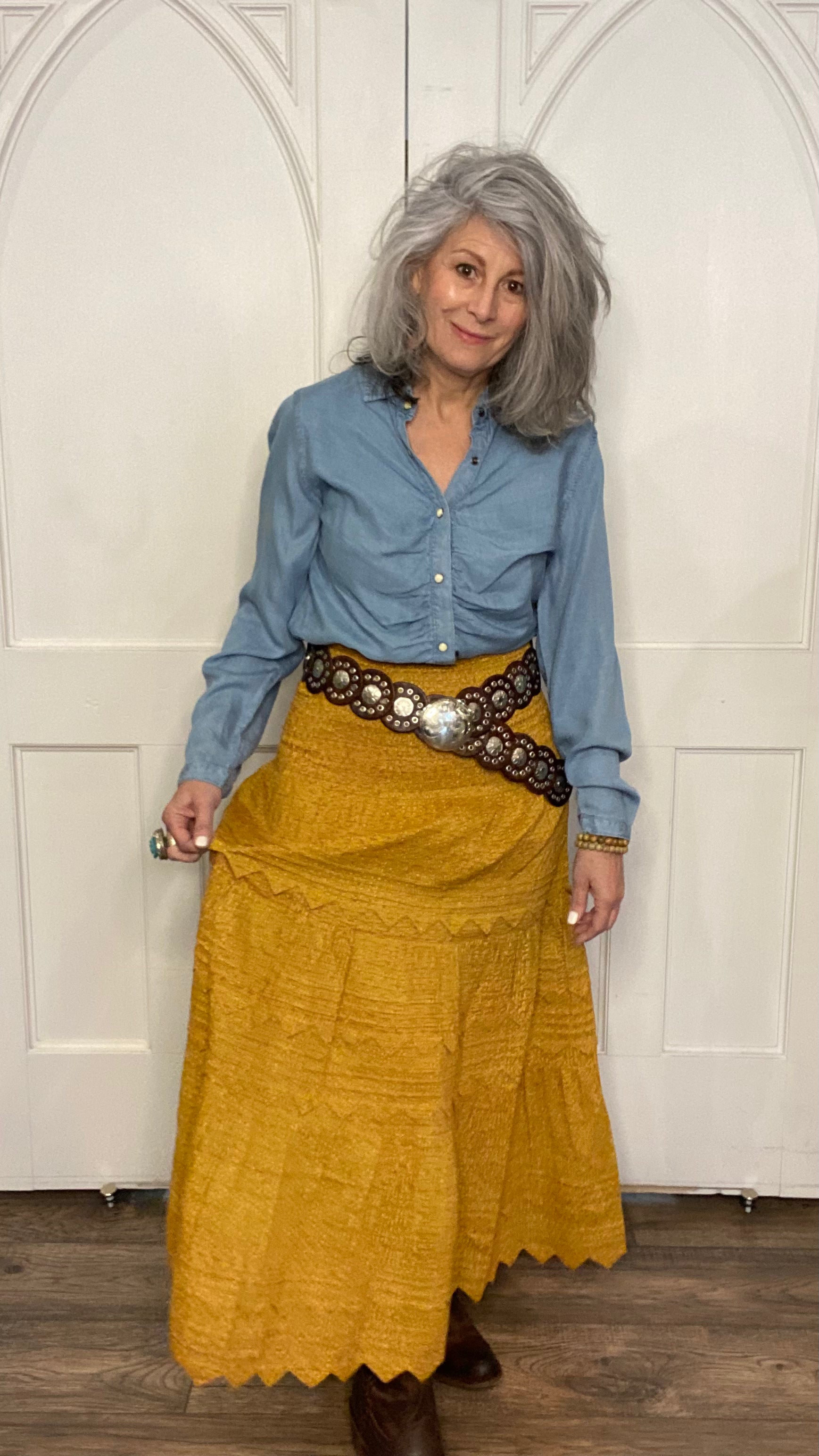 Pico Long Skirt Curry Calico