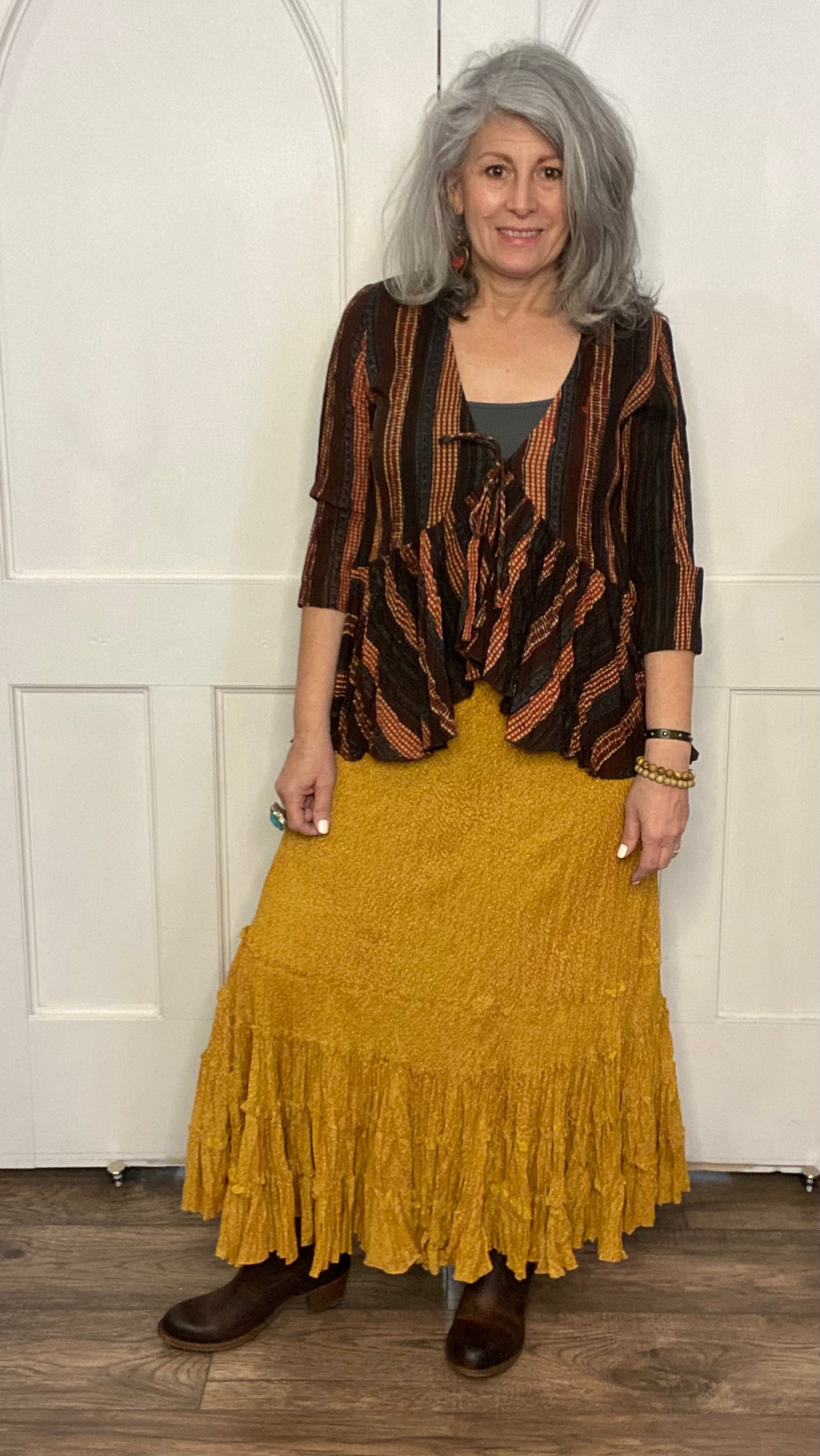 Lola Long Skirt Curry Calico