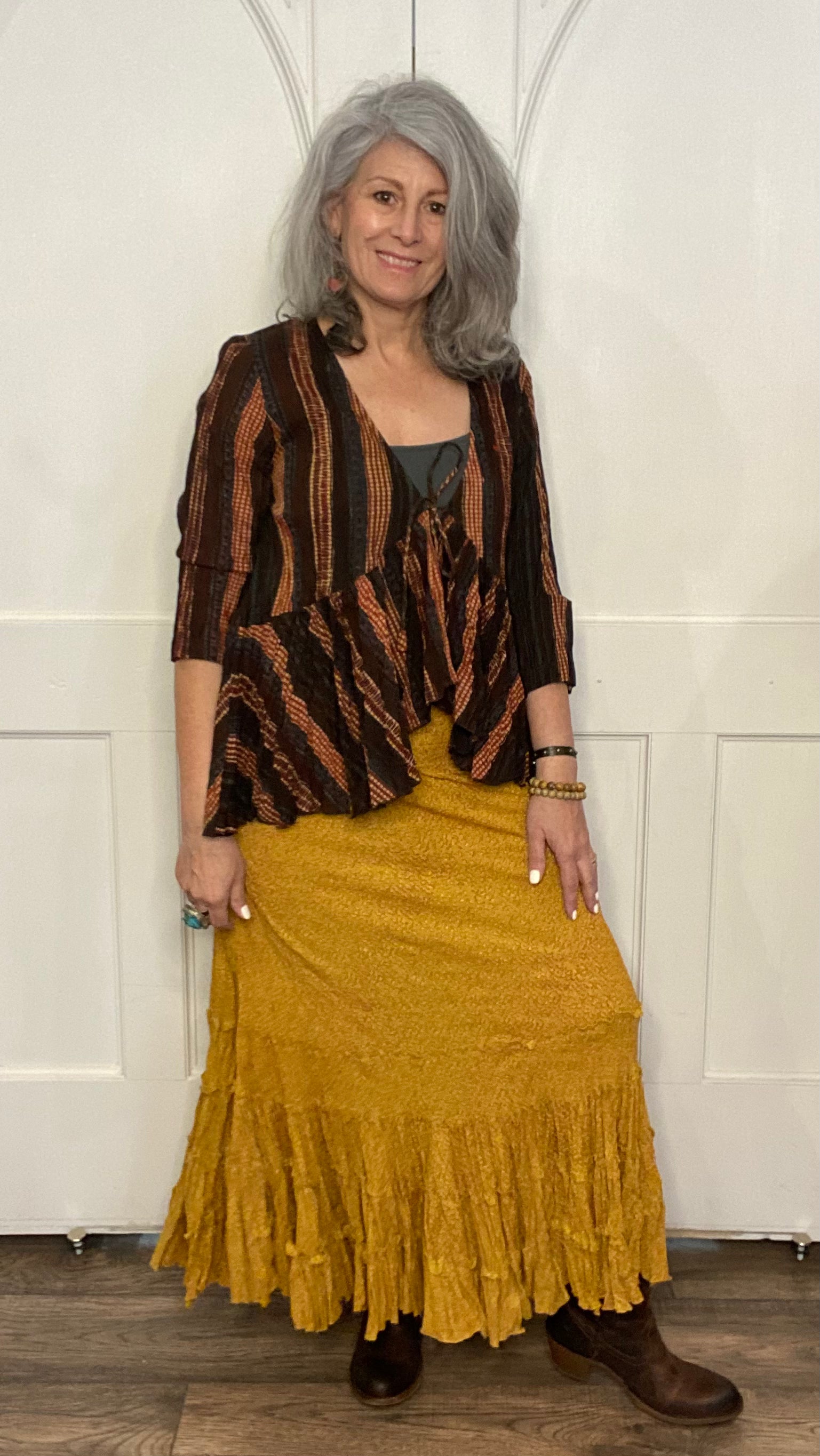 Lola Long Skirt Curry Calico
