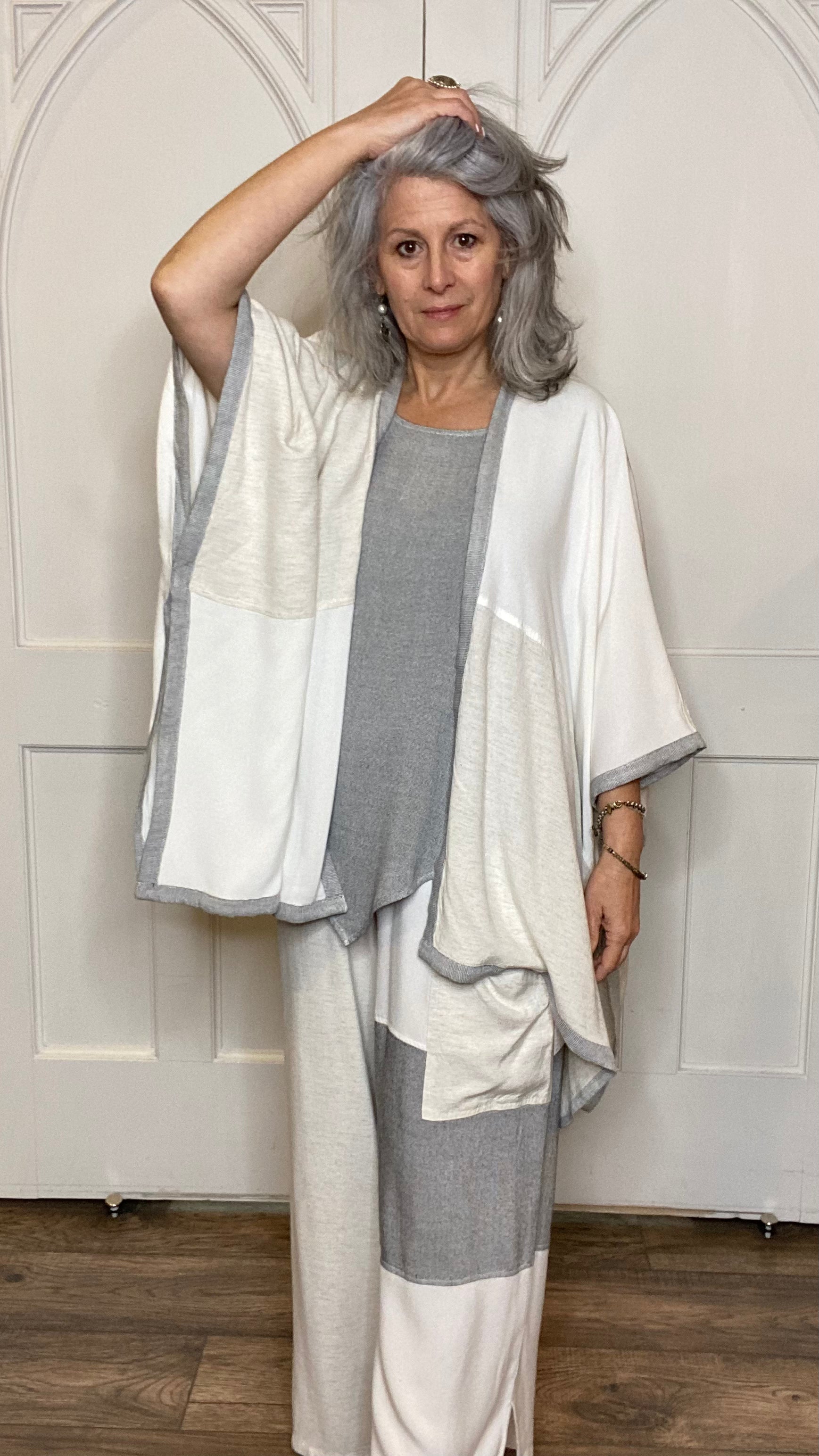 Mix Fabric Cardigan