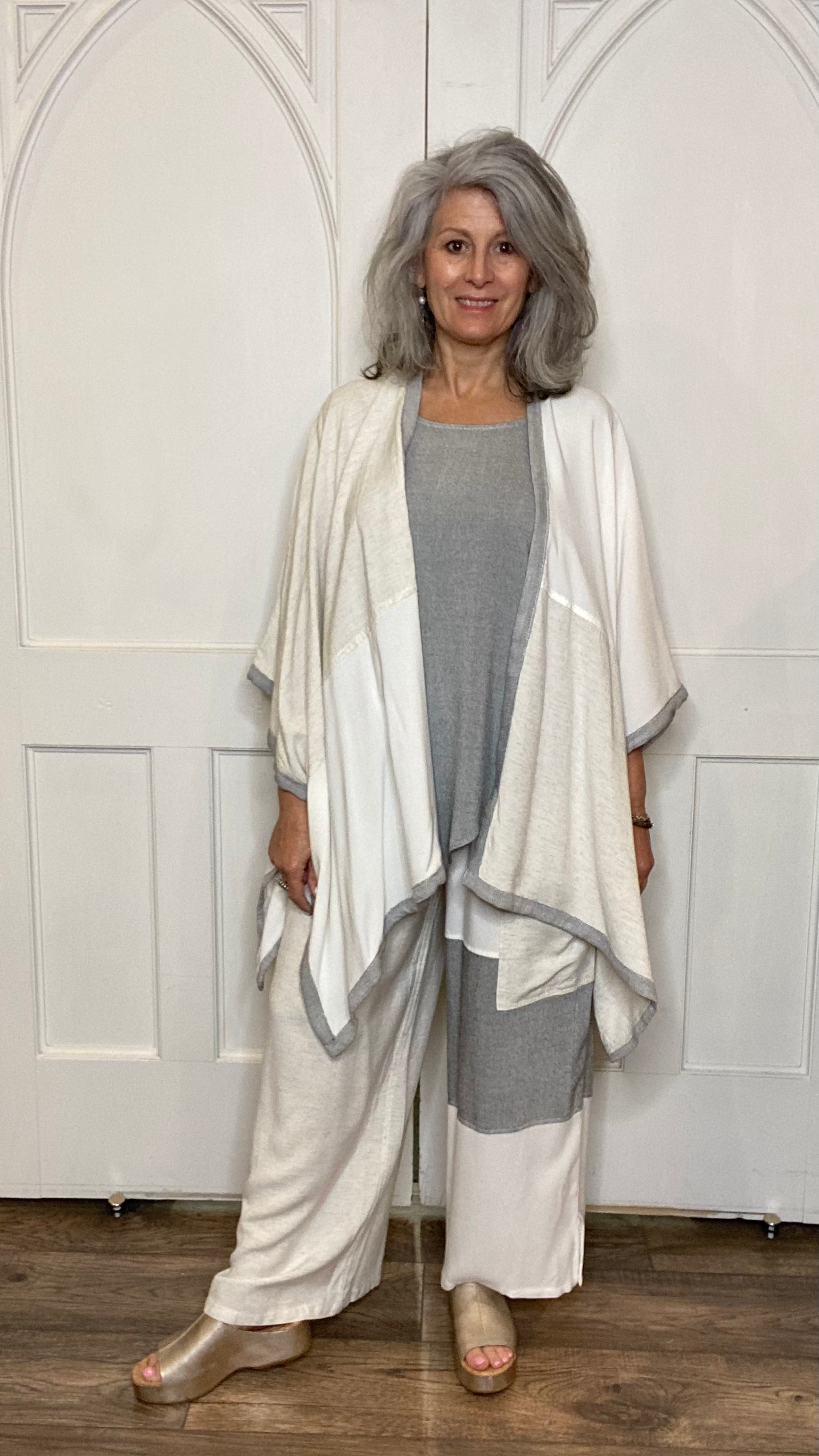 Mix Fabric Cardigan