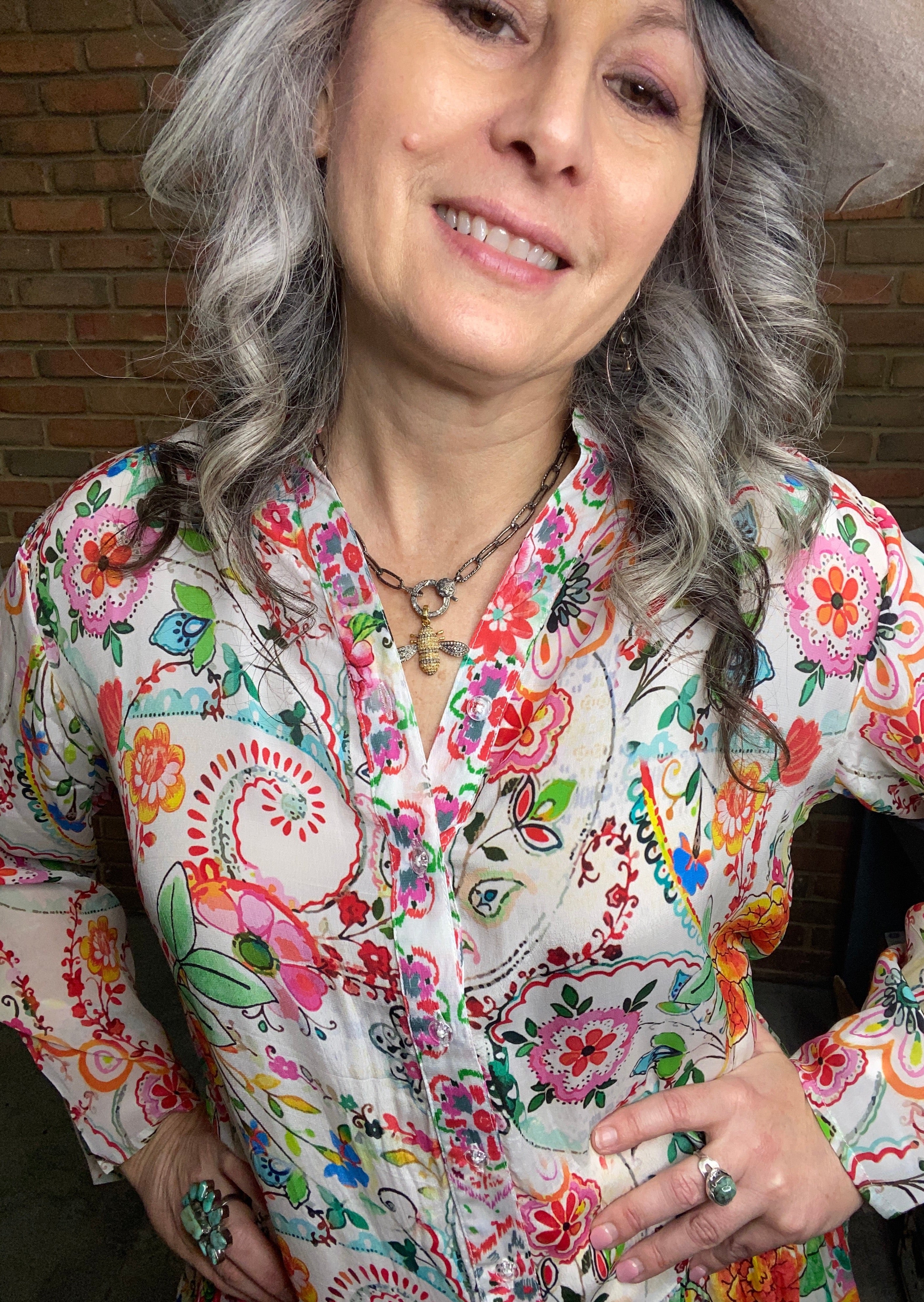 Silk Floral Long Sleeve Dress