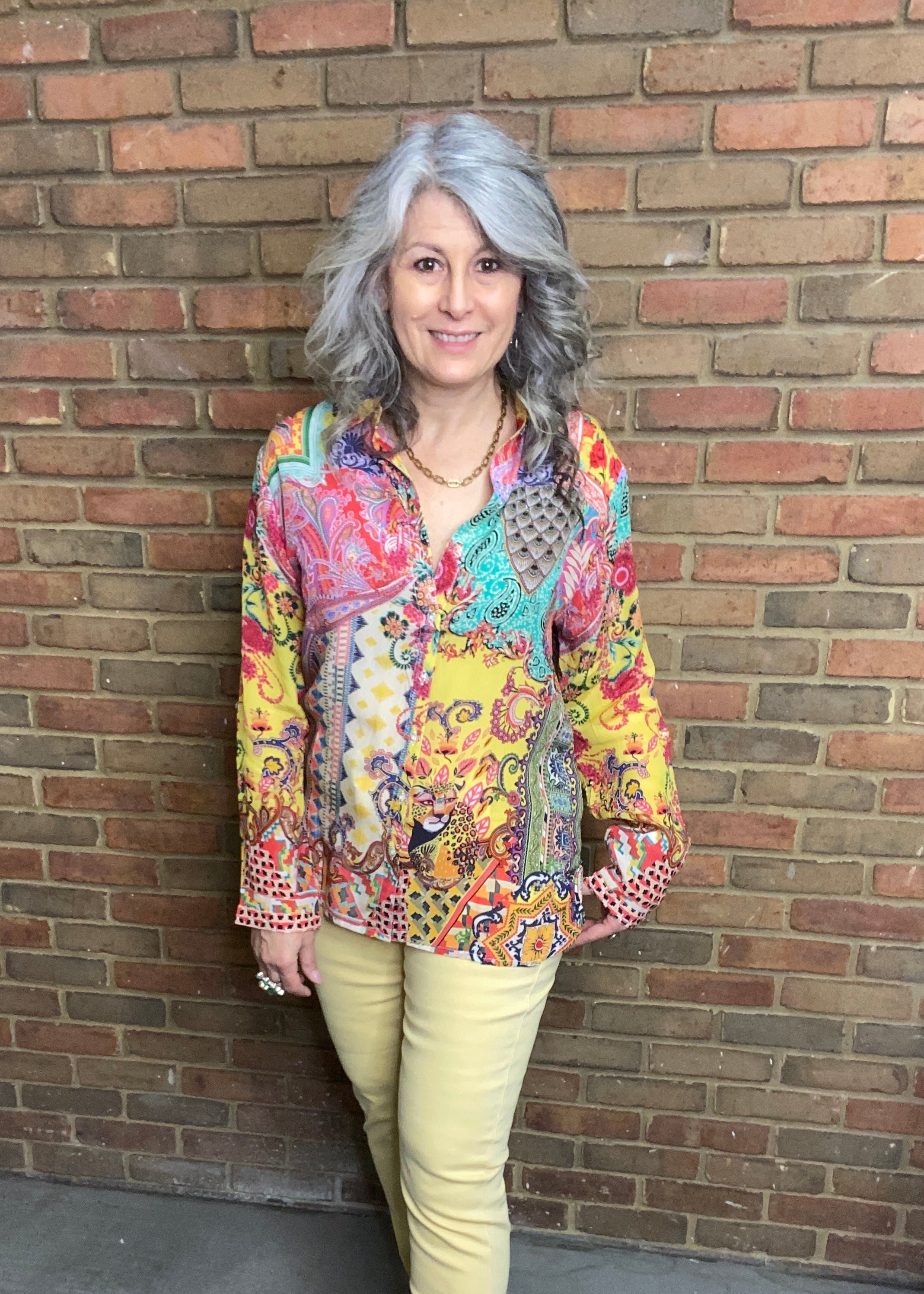Silk Abstract Tiger Print Shirt.