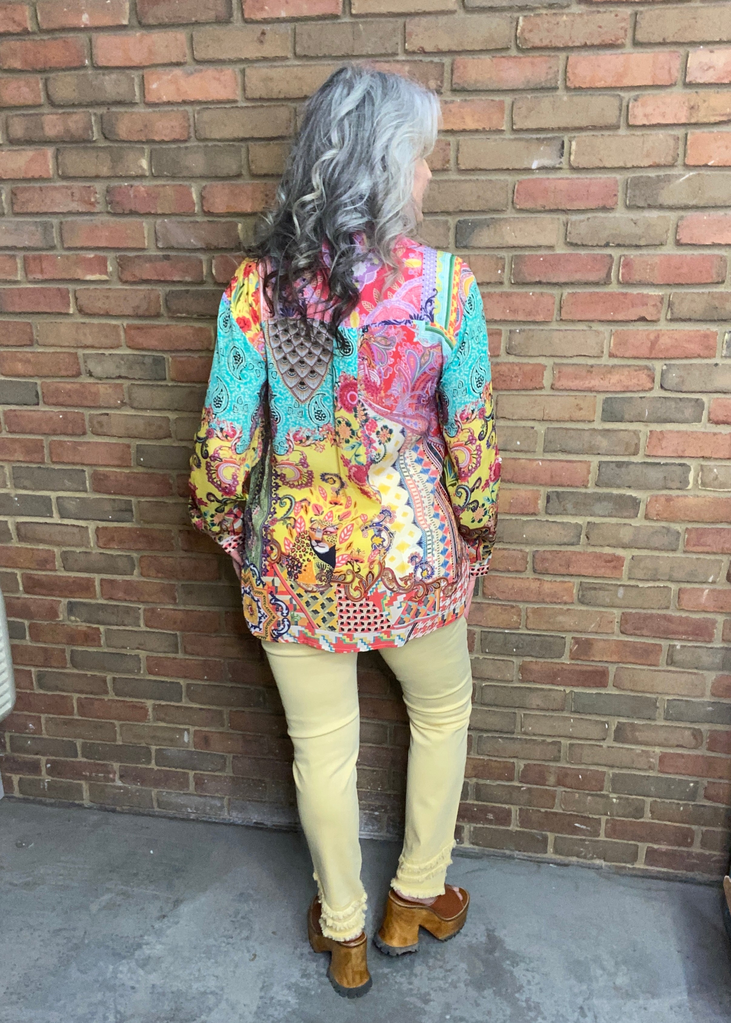 Silk Abstract Tiger Print Shirt.
