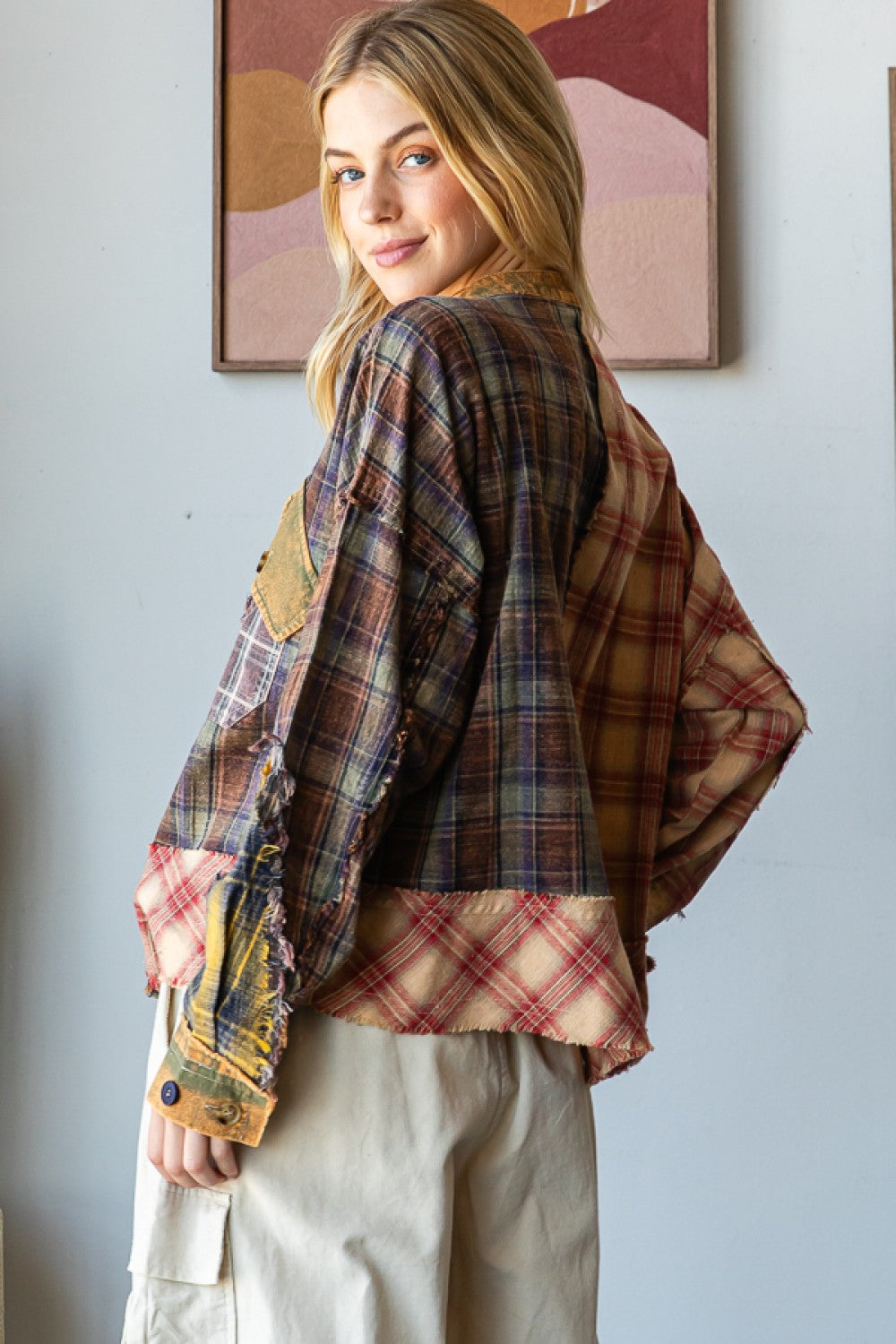 Washed Patchwork Jacket / Top XL