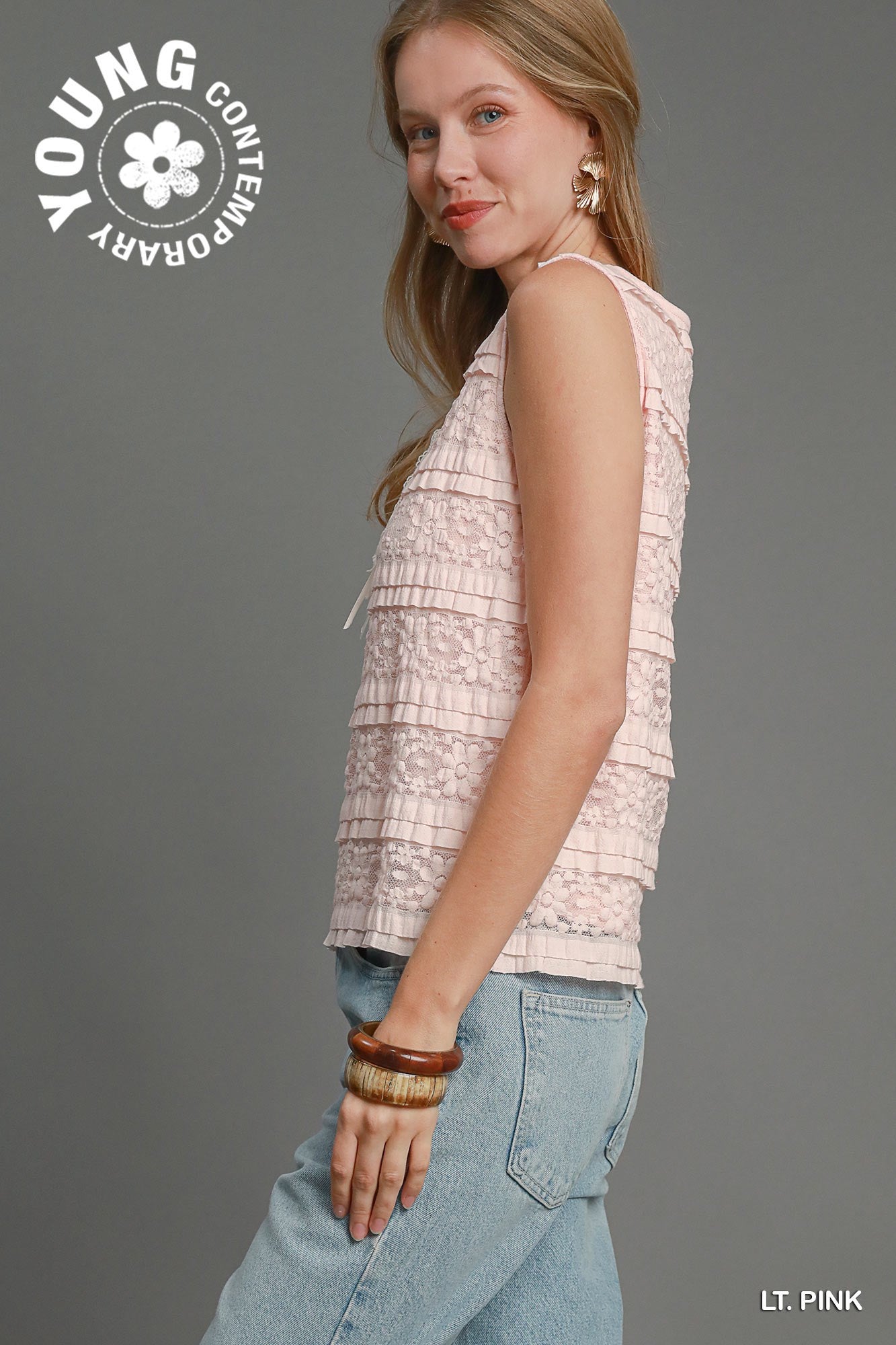 Tiered Lace Sleeveless Top