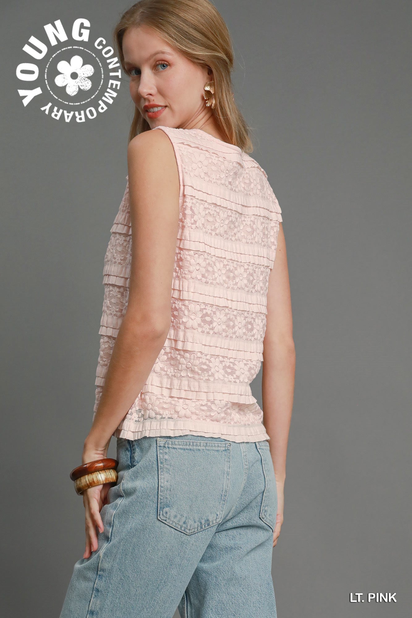 Tiered Lace Sleeveless Top