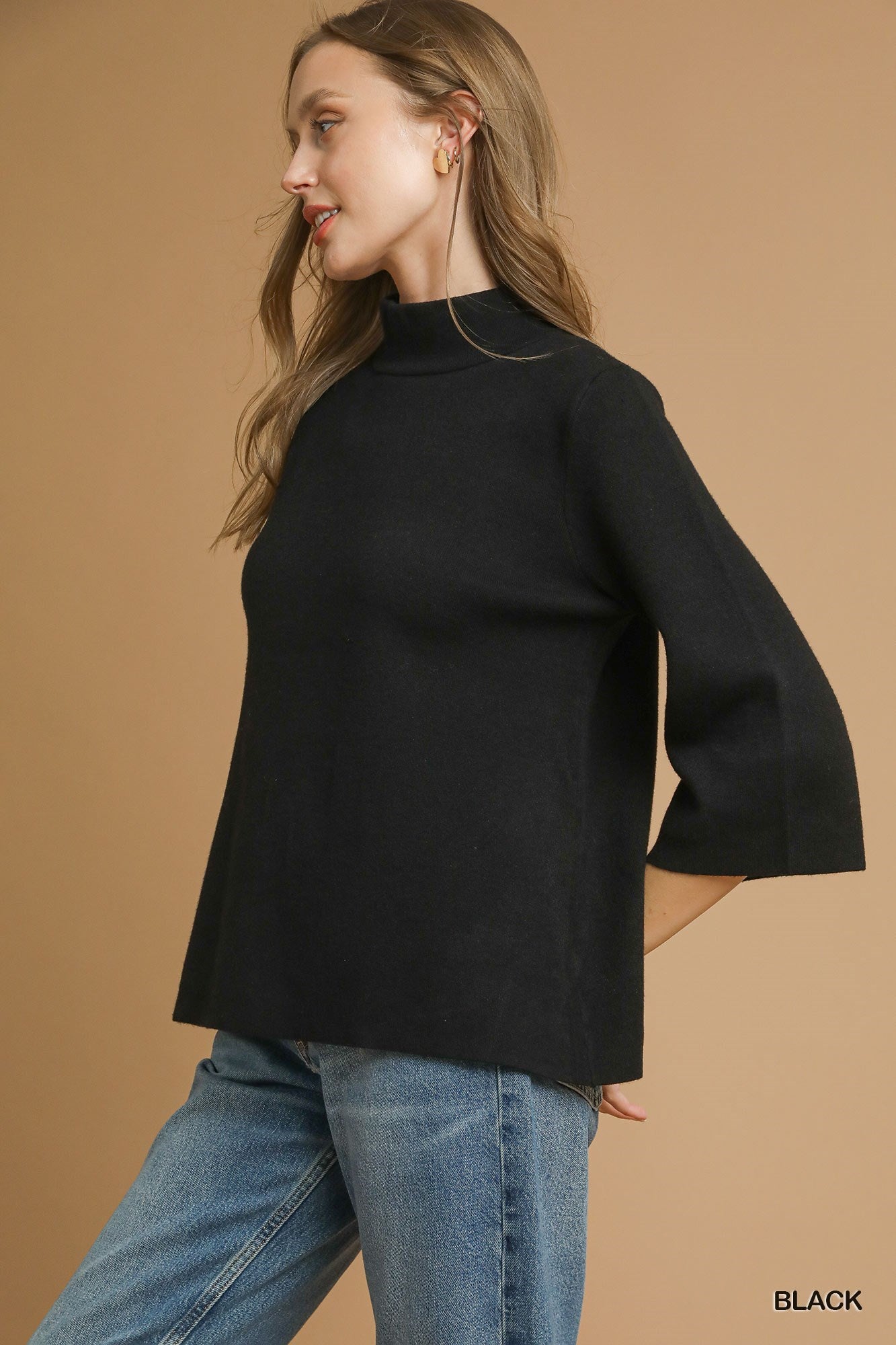 Black Mock Neck Top