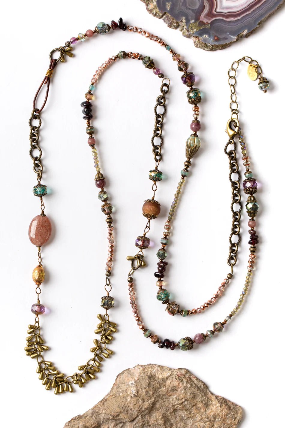 Mauve Mix Collage Necklace N05 - Vintage Vault Boutique