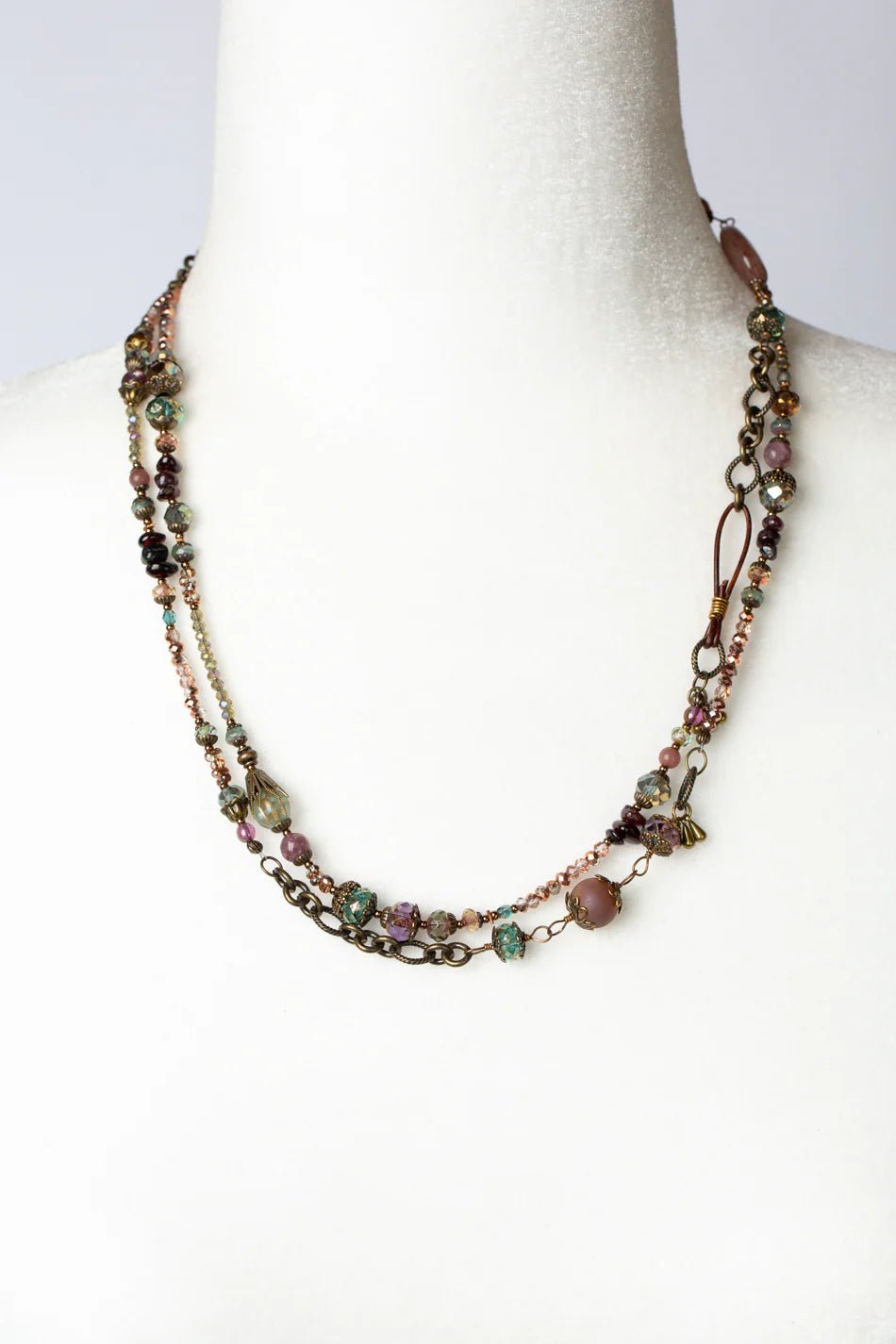 Mauve Mix Collage Necklace N05 - Vintage Vault Boutique