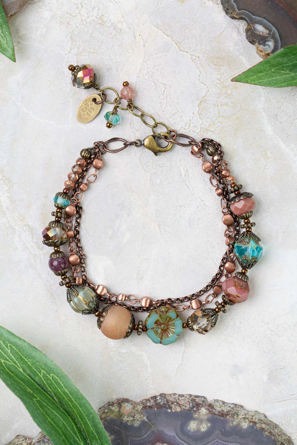 Mauve Mix Multistrand Bracelet B006-2
