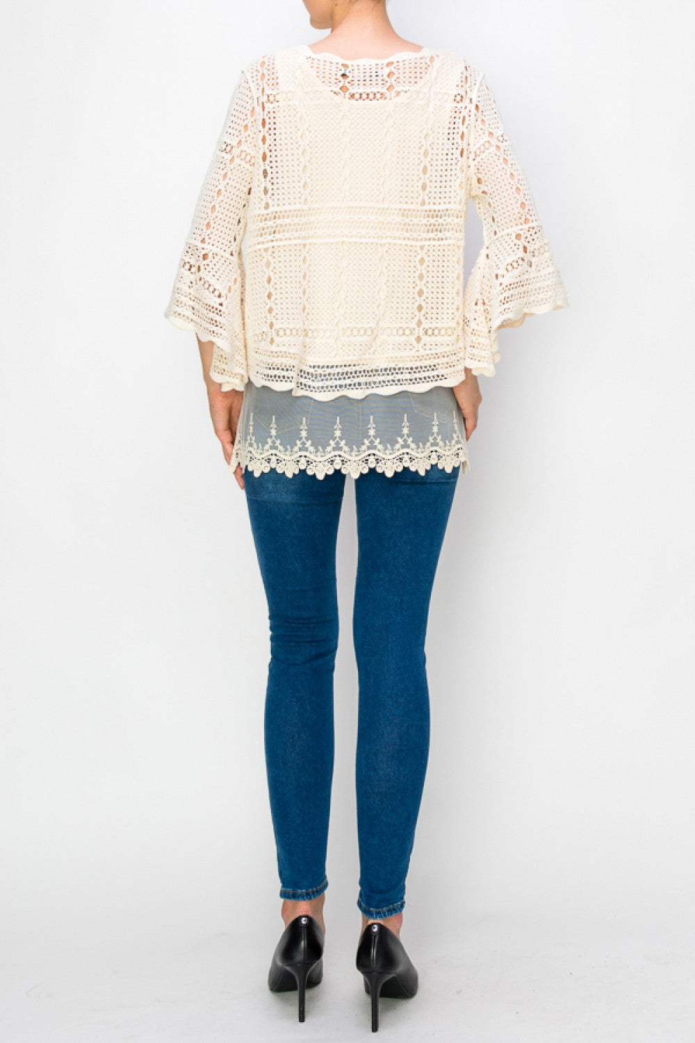 Crochet Tunic Top with 3/4 Sleeves