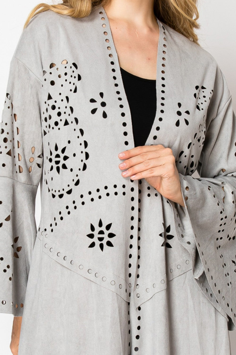 Grey Suede Laser Cut Jacket