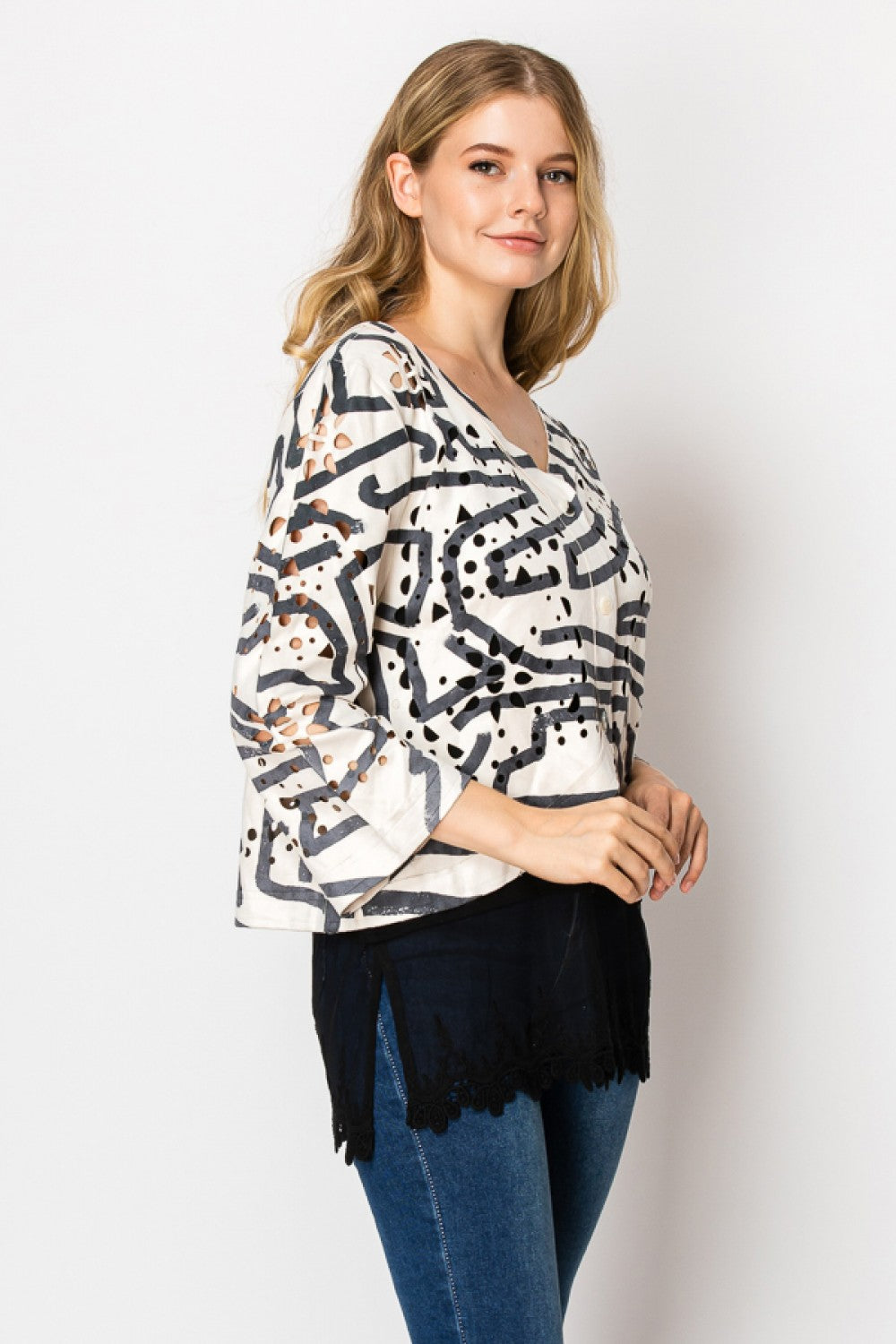 Faux Suede Short Cut Jacket Print