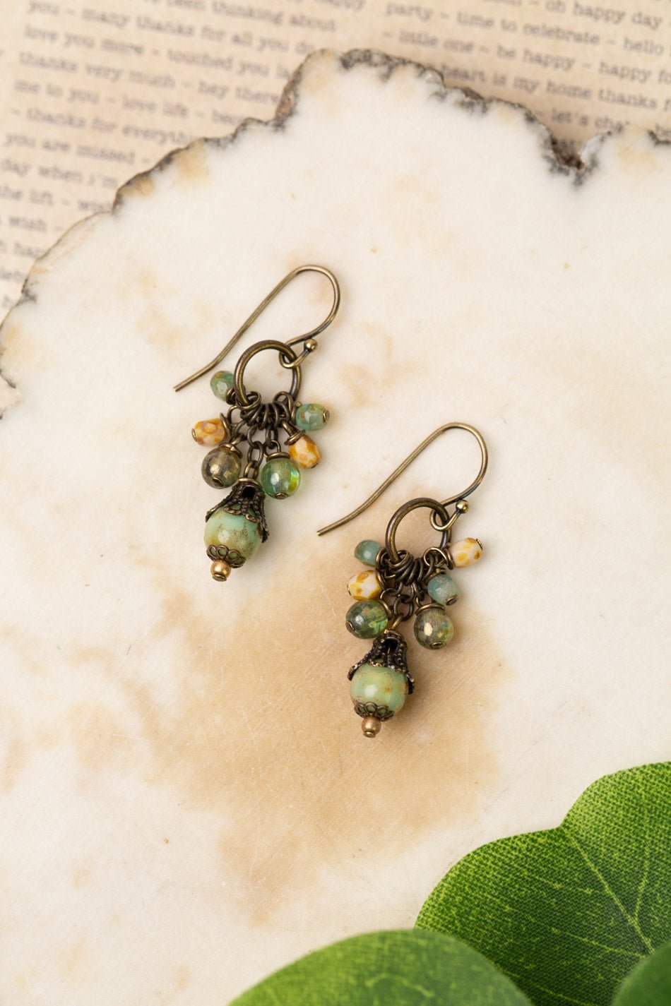 Rustic Creek Czech Glass Cluster Earrings E077 - Vintage Vault Boutique