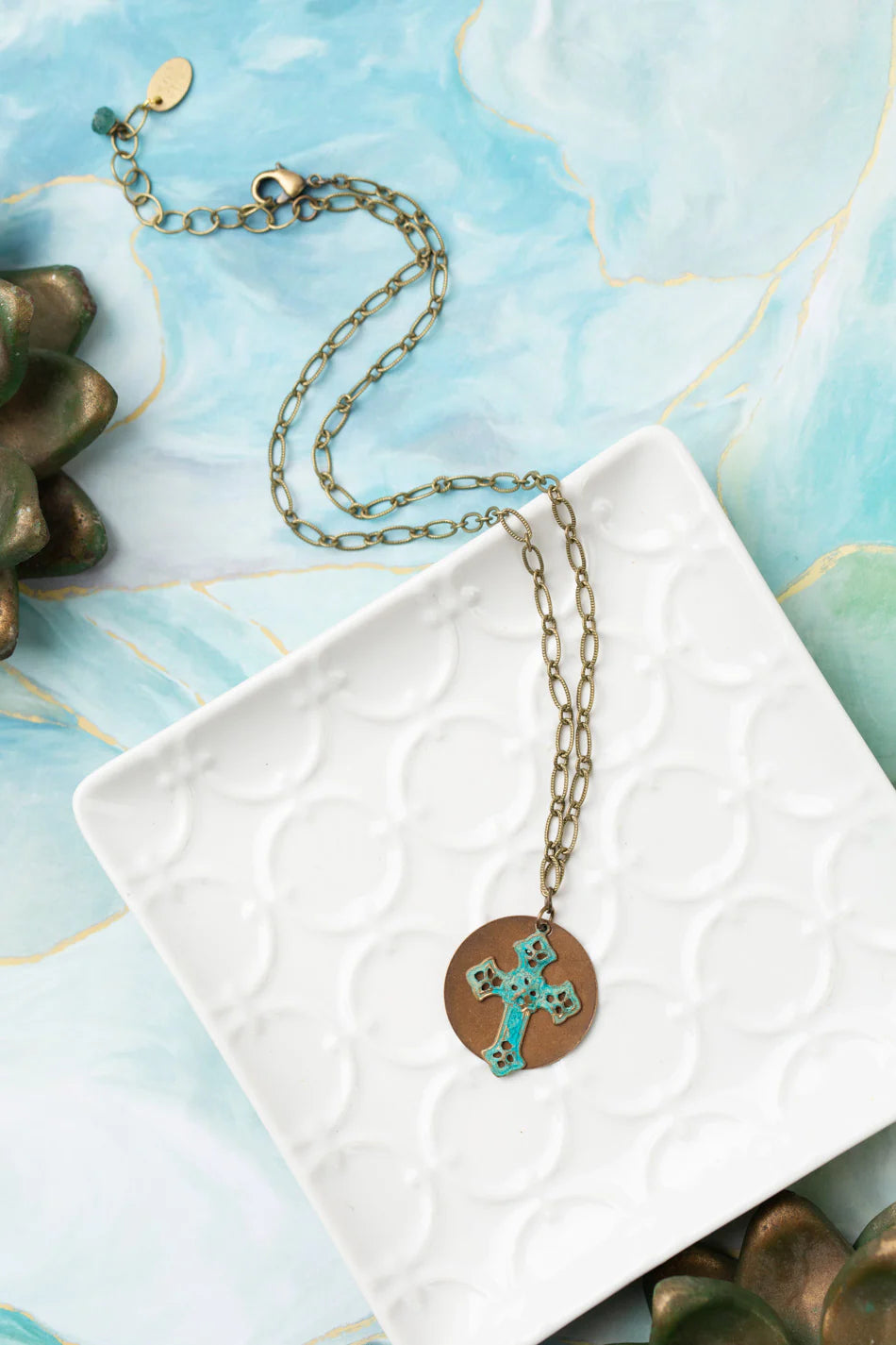 River Ridge Celtic Patina Cross Simple Necklace