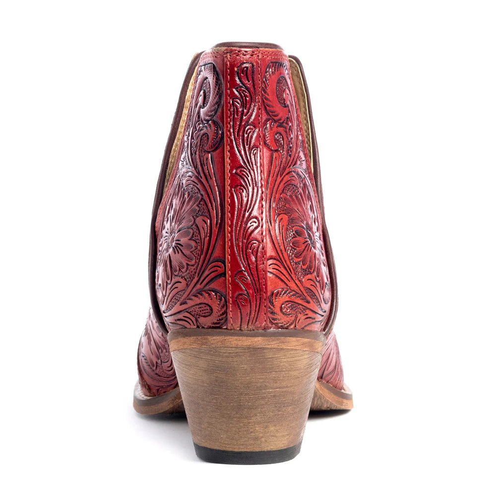 Scarlet Western Tooled Booties